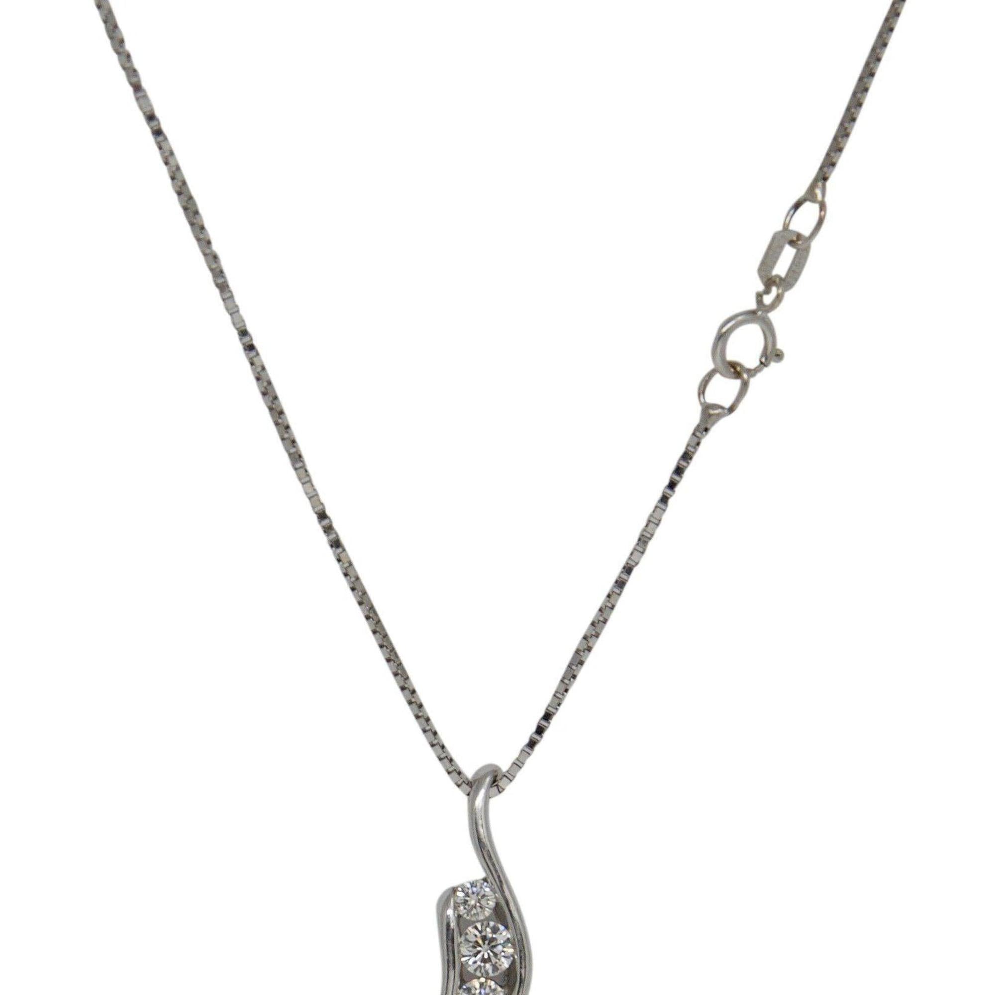 Chanel-Set Three Stone Diamond Drop Pendant Necklace