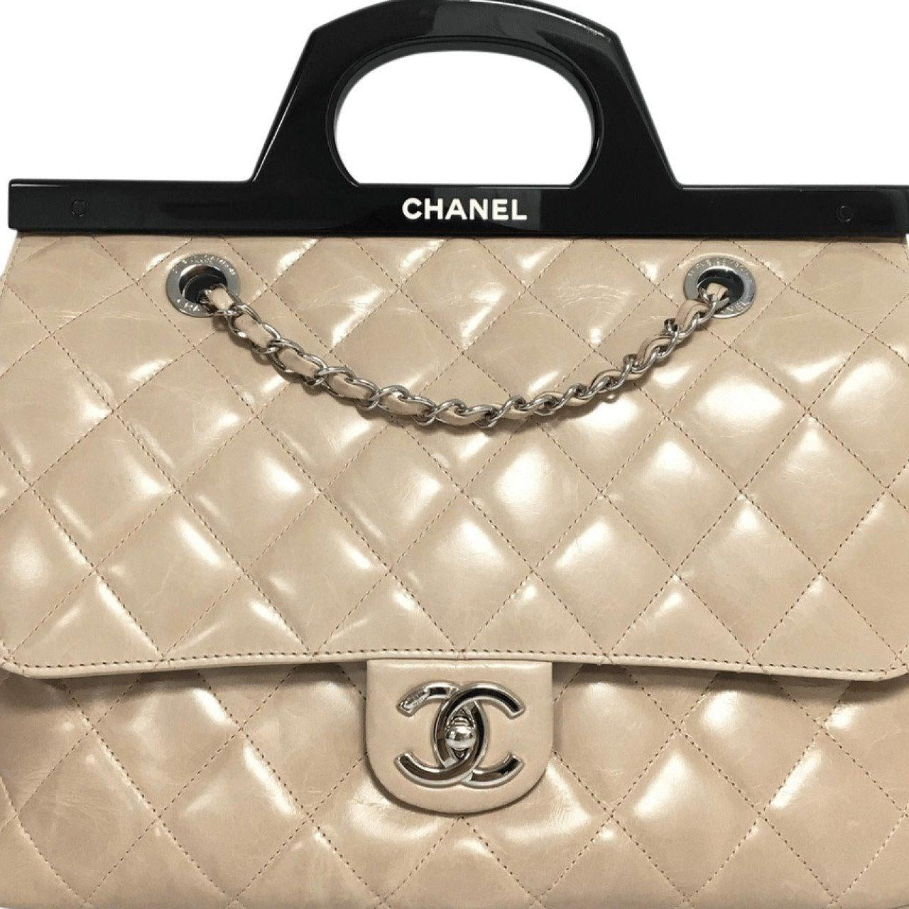 Chanel Grey Quilted Crinkled Leather Large CC Delivery Tote Chanel