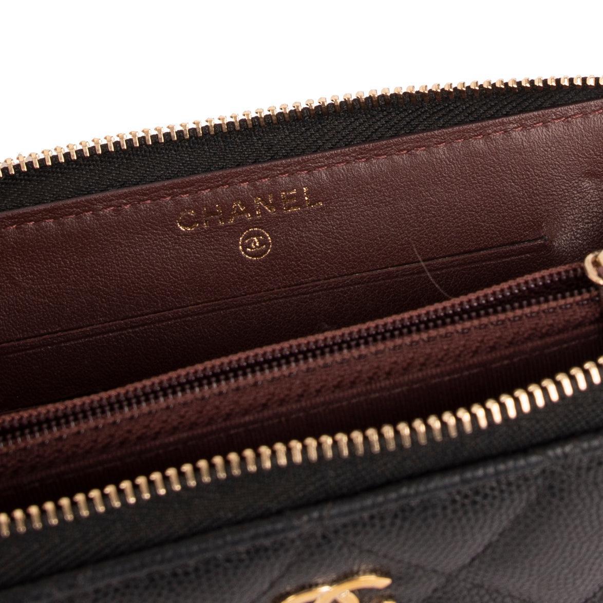 Chanel Small Caviar Leather Zipped Wallet w/ Box
