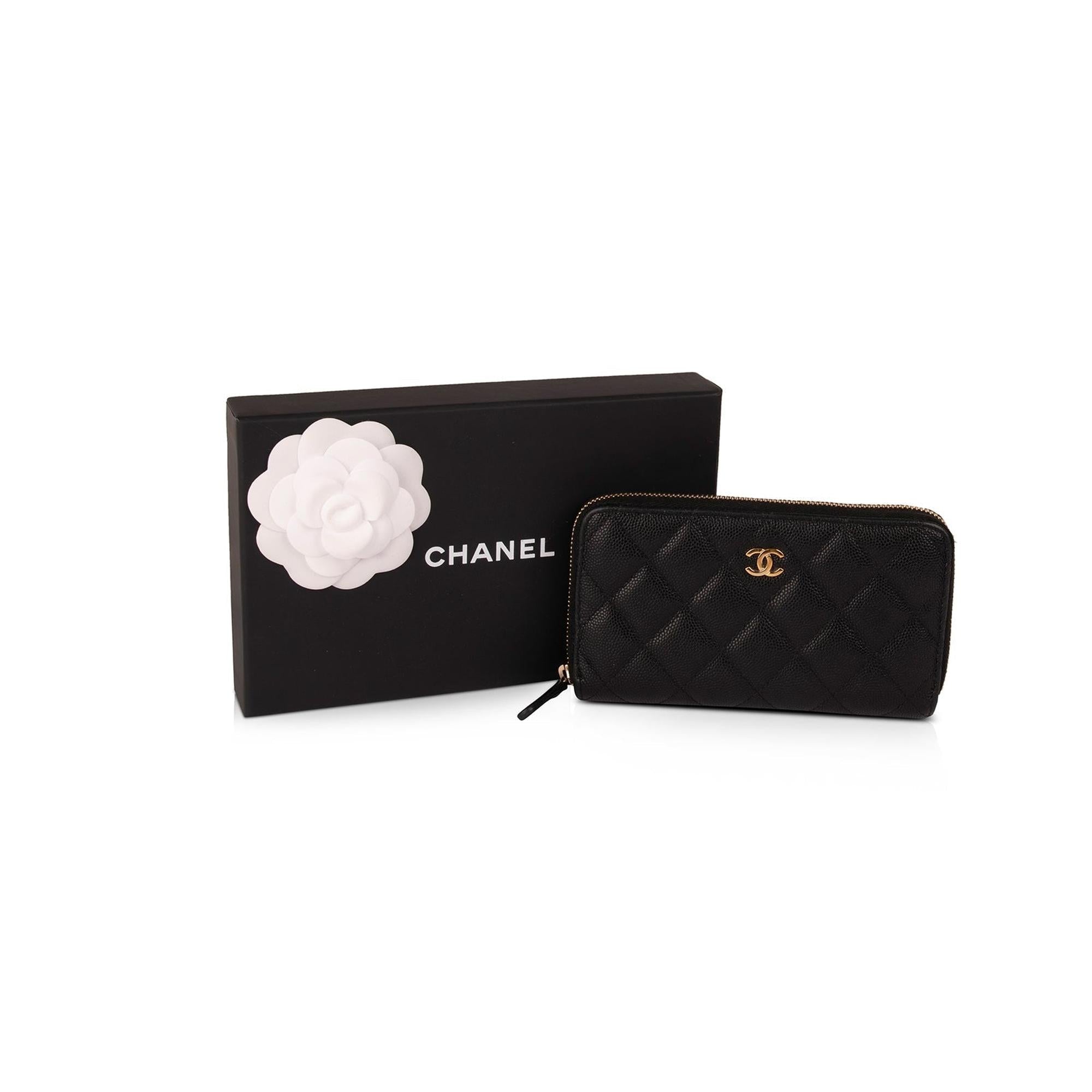 Chanel Small Caviar Leather Zipped Wallet w/ Box