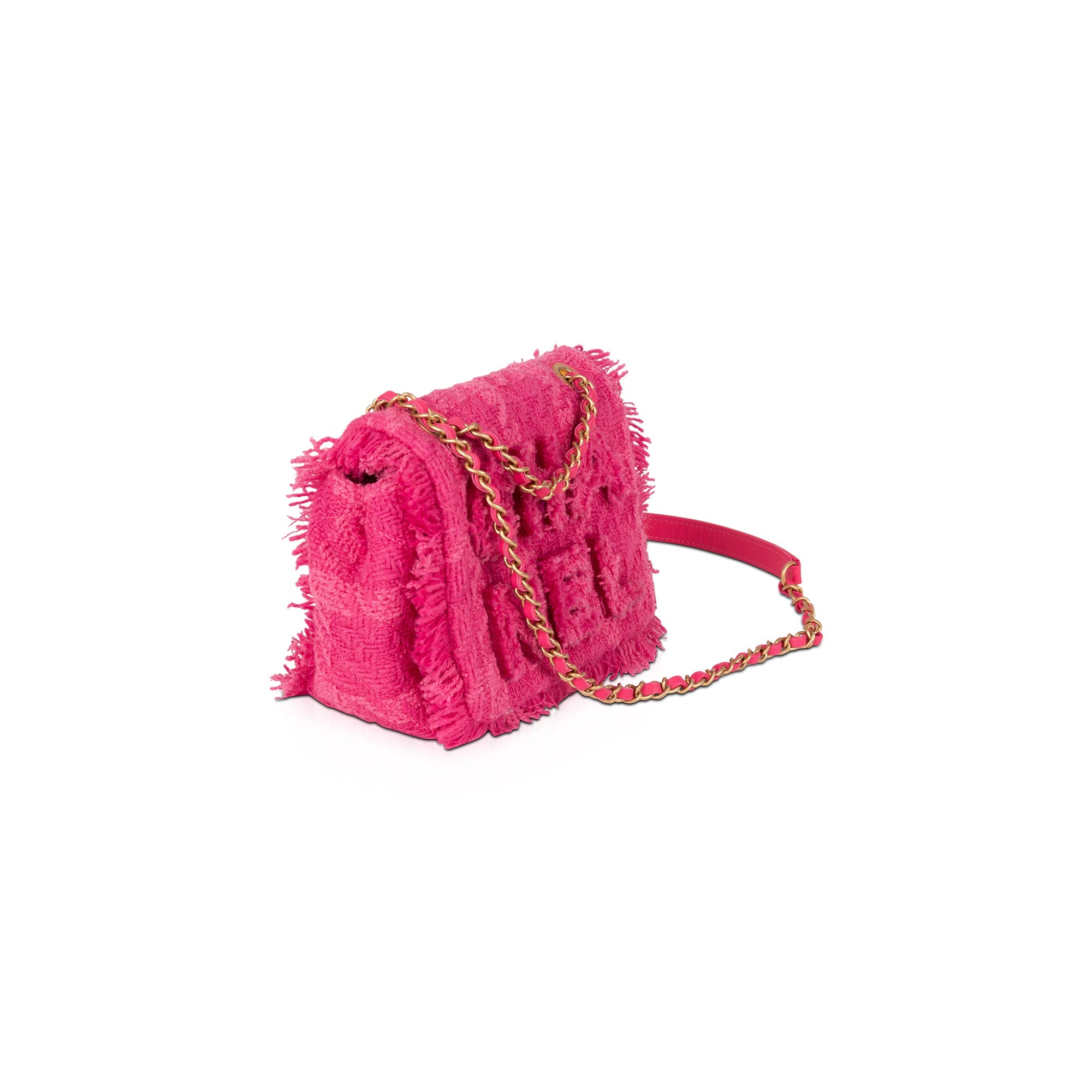 Chanel 19 Flap Shearling Sheepskin Shoulder Bag Pink