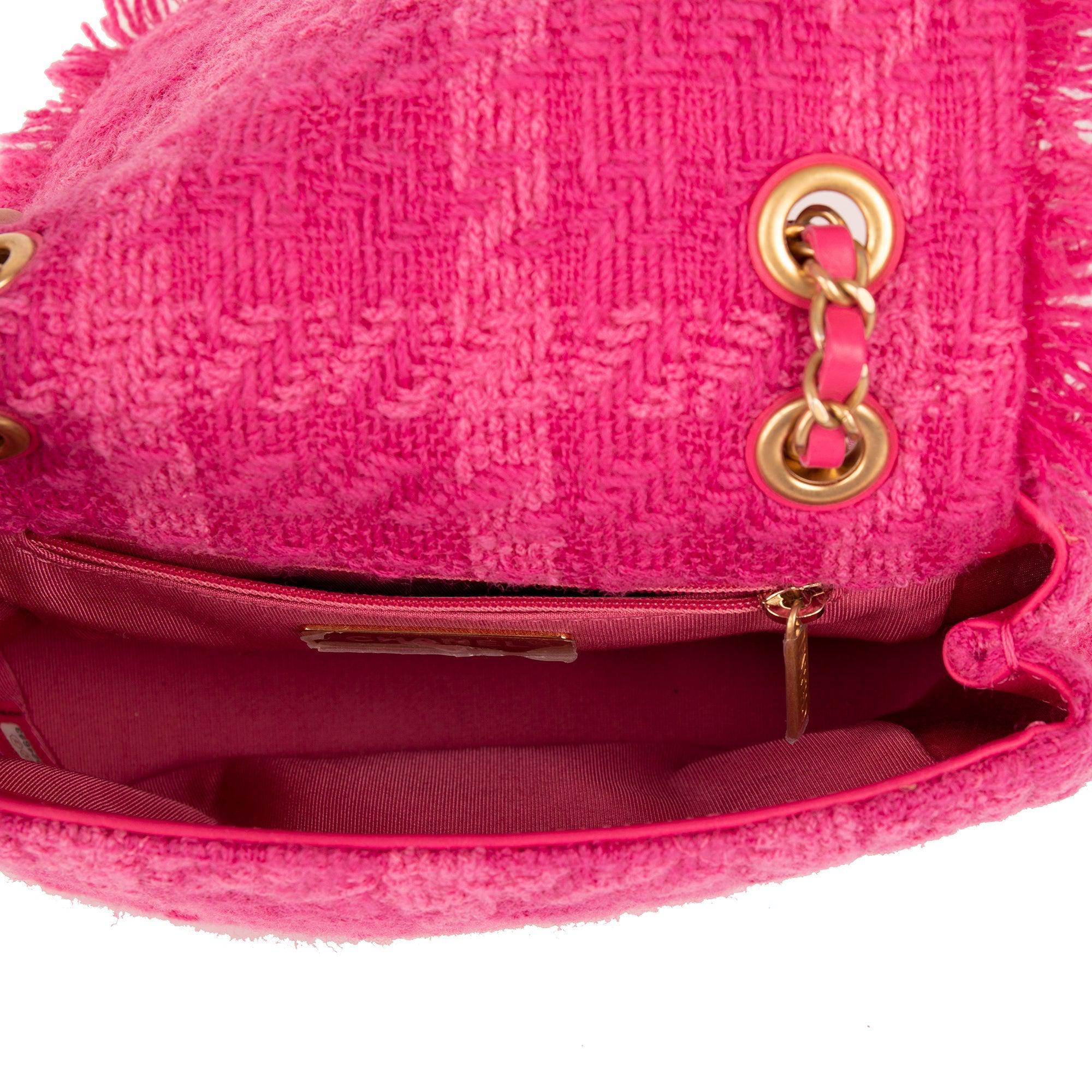 Chanel Small Giant Logo Tweed Flap Bag w/ Box