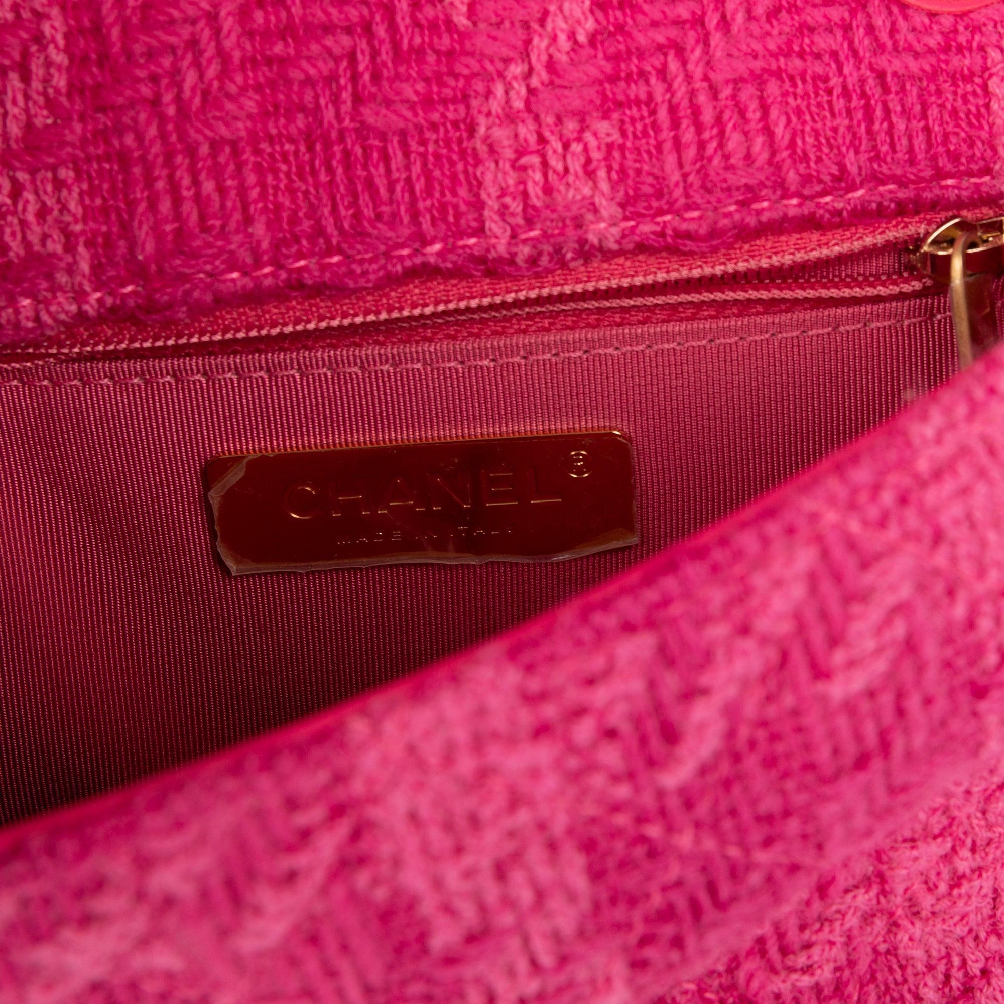 Chanel Small Giant Logo Tweed Flap Bag w/ Box