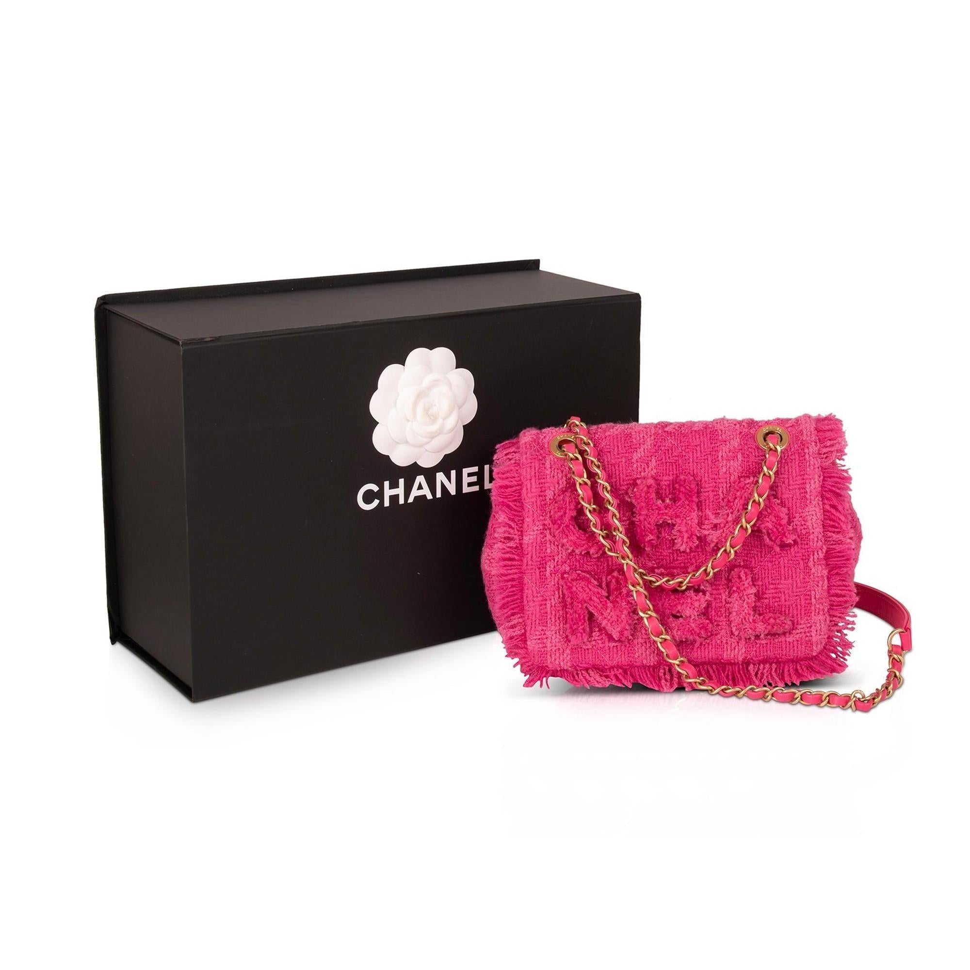 Chanel Small Giant Logo Tweed Flap Bag w/ Box
