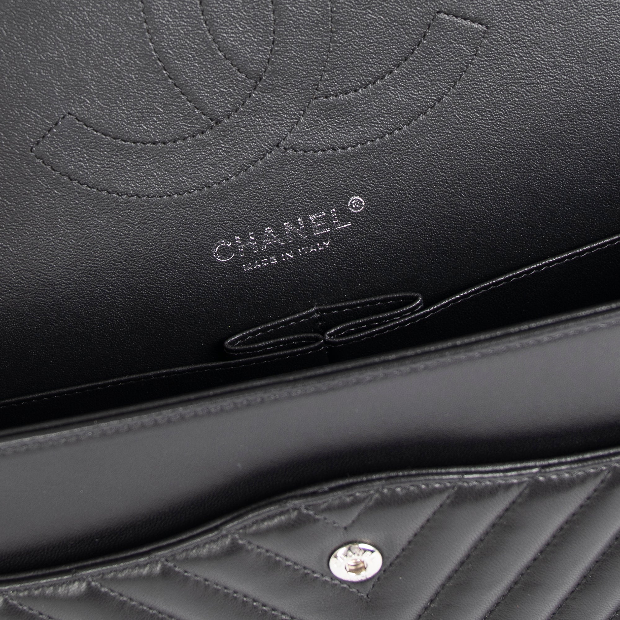 Chanel So Black Chevron Classic Jumbo Double Flap Bag w/ Box