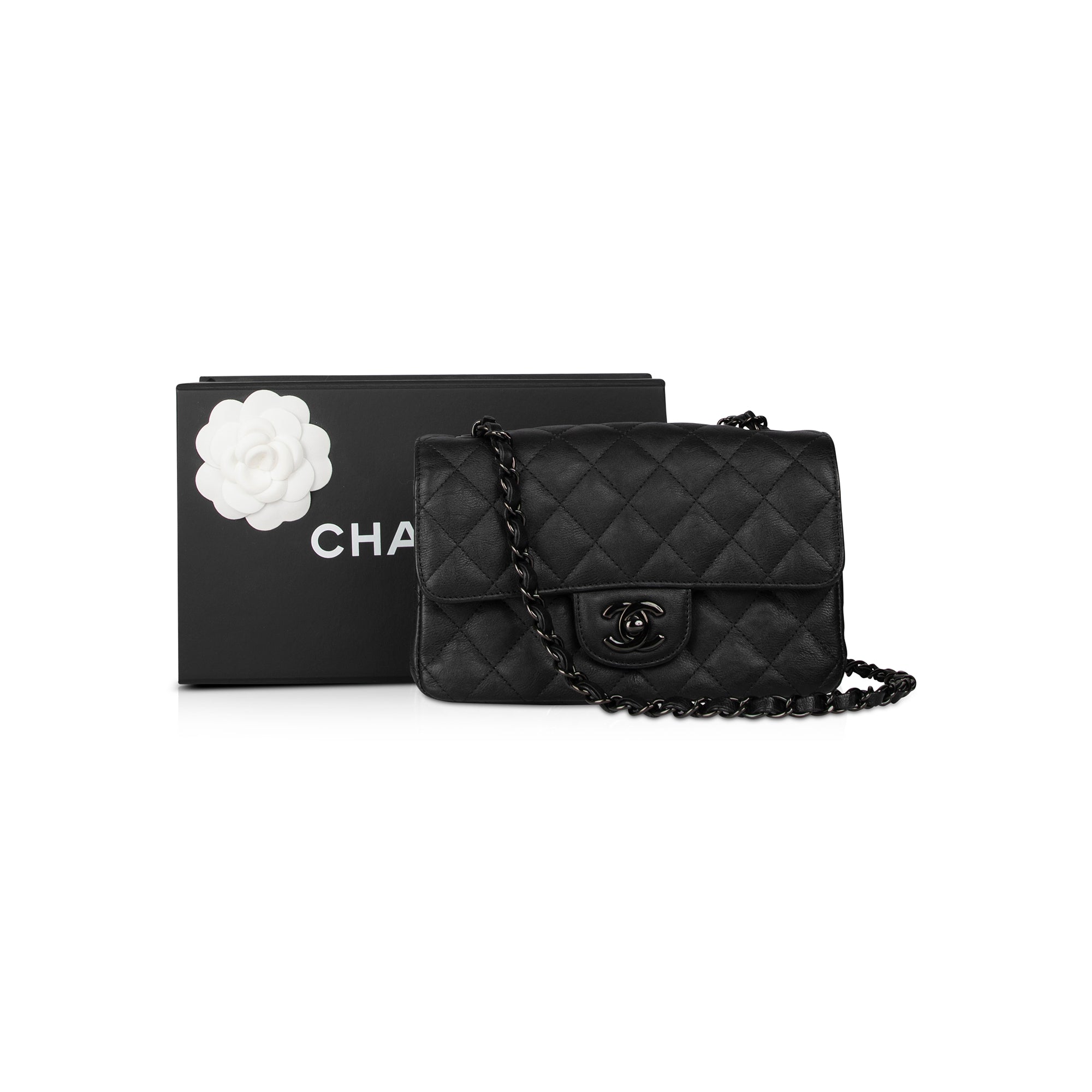 Chanel So Black Classic Mini Rectangular Flap Bag w/ Box & Authenticity Card