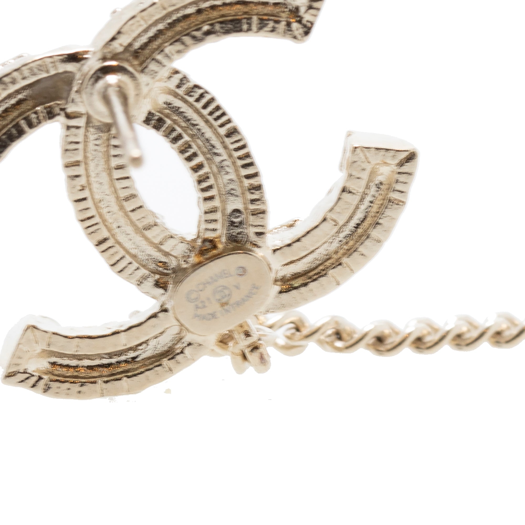 Chanel Strass CC Chain Cuff Single Earring w/ Box