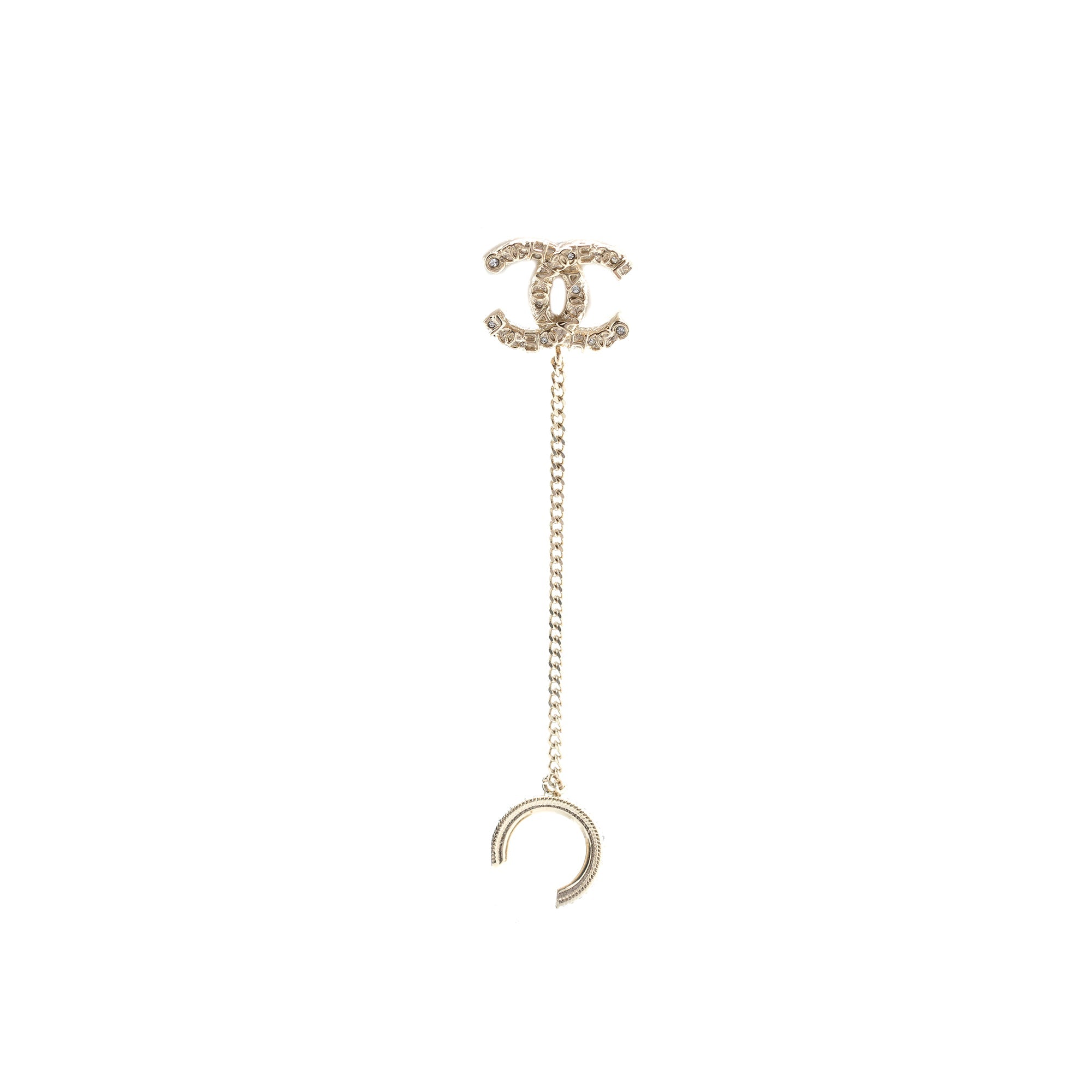 Chanel Strass CC Chain Cuff Single Earring w/ Box