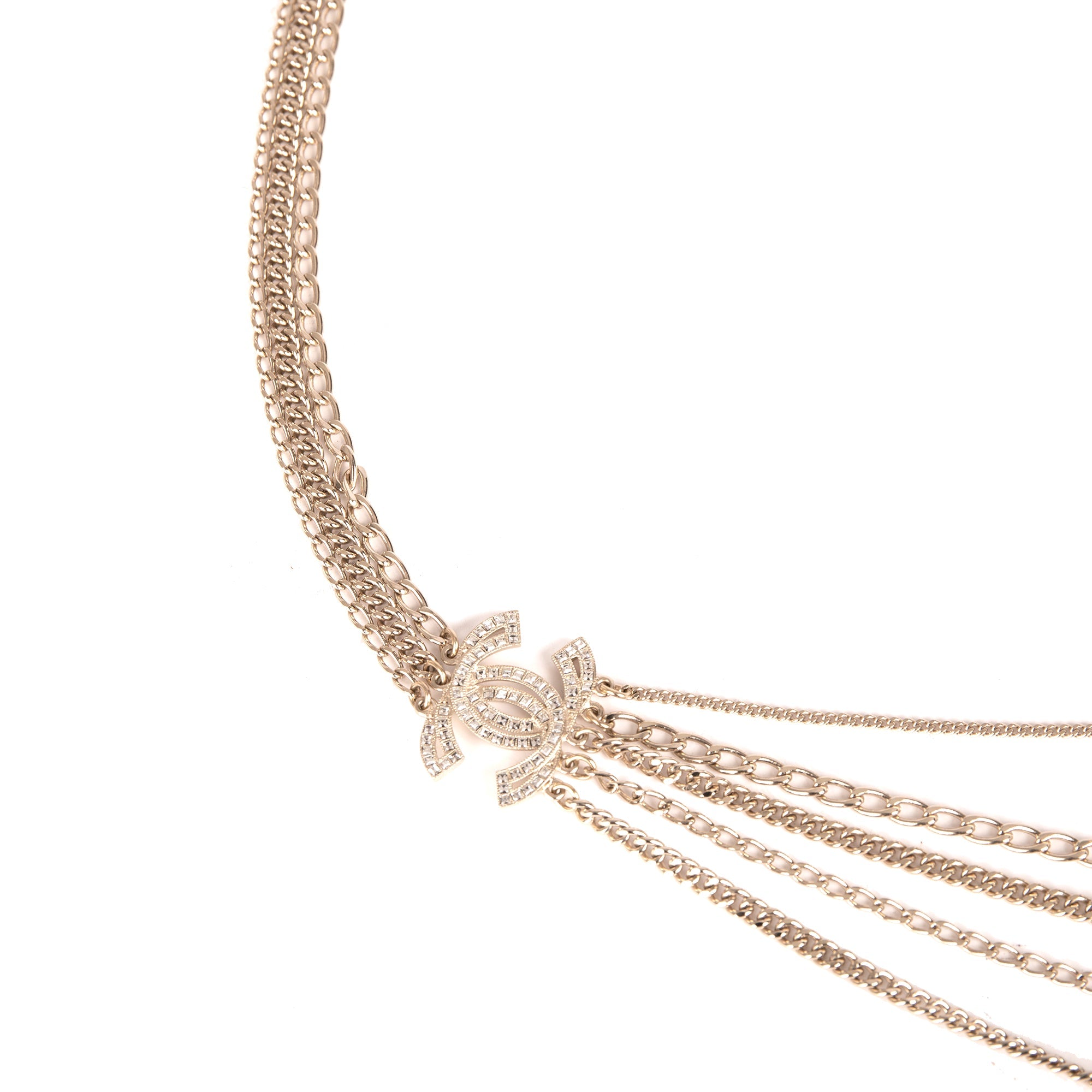 Chanel Strass CC Multistrand Chain Necklace w/ Box & Receipt