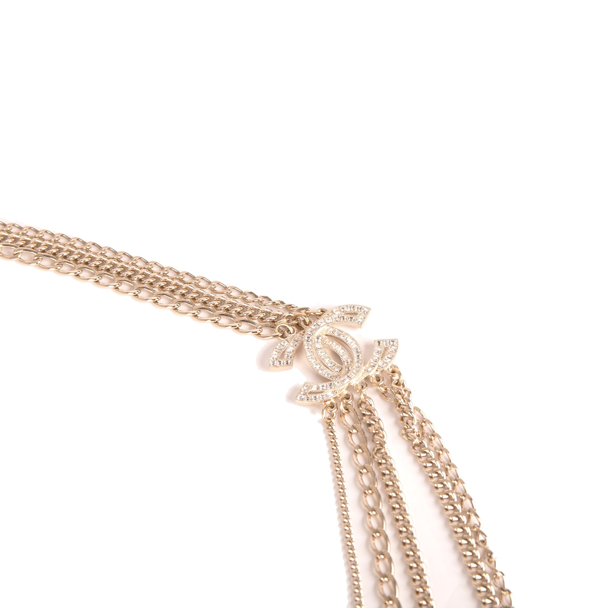 Chanel Strass CC Multistrand Chain Necklace w/ Box & Receipt