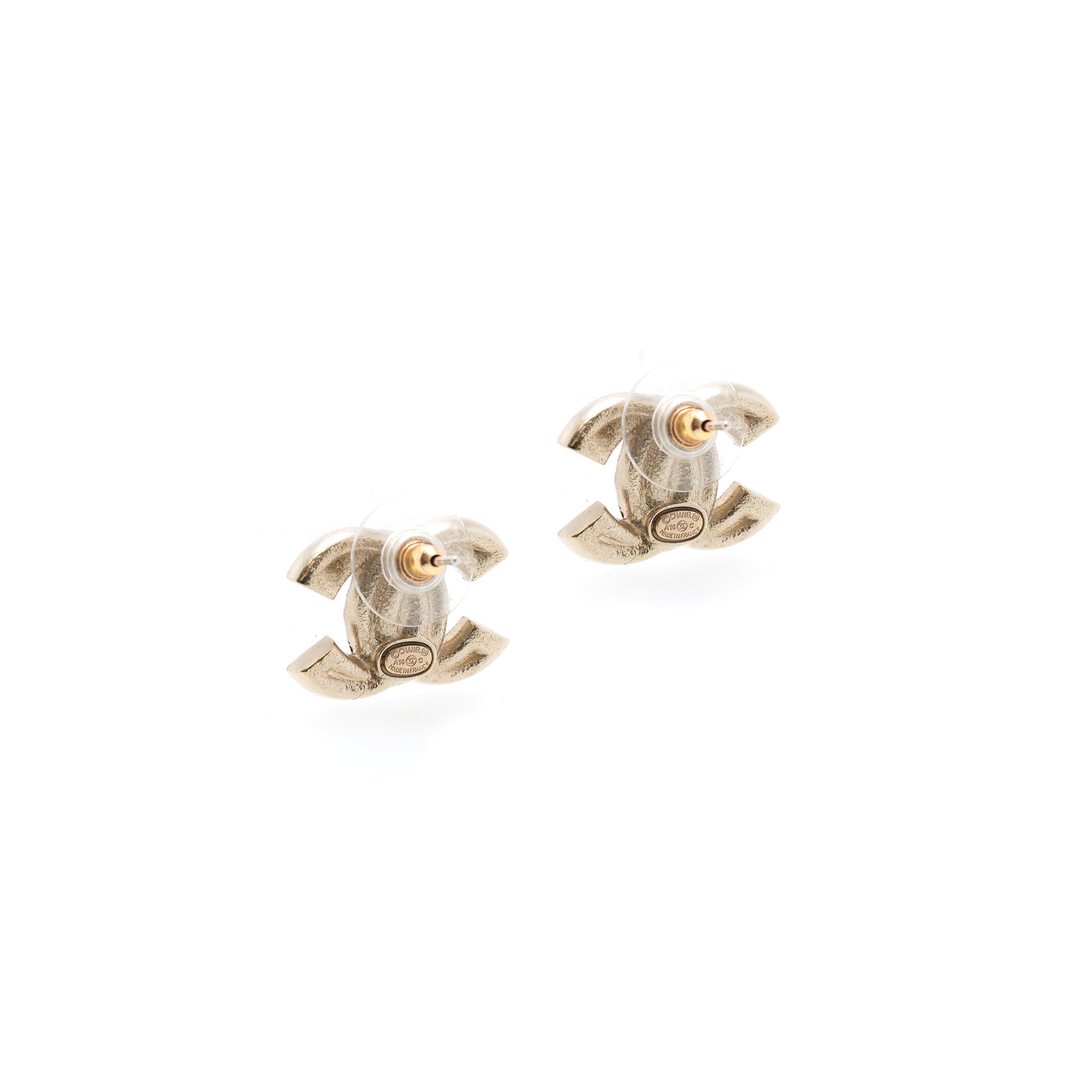 Chanel Strass CC Stud Earrings