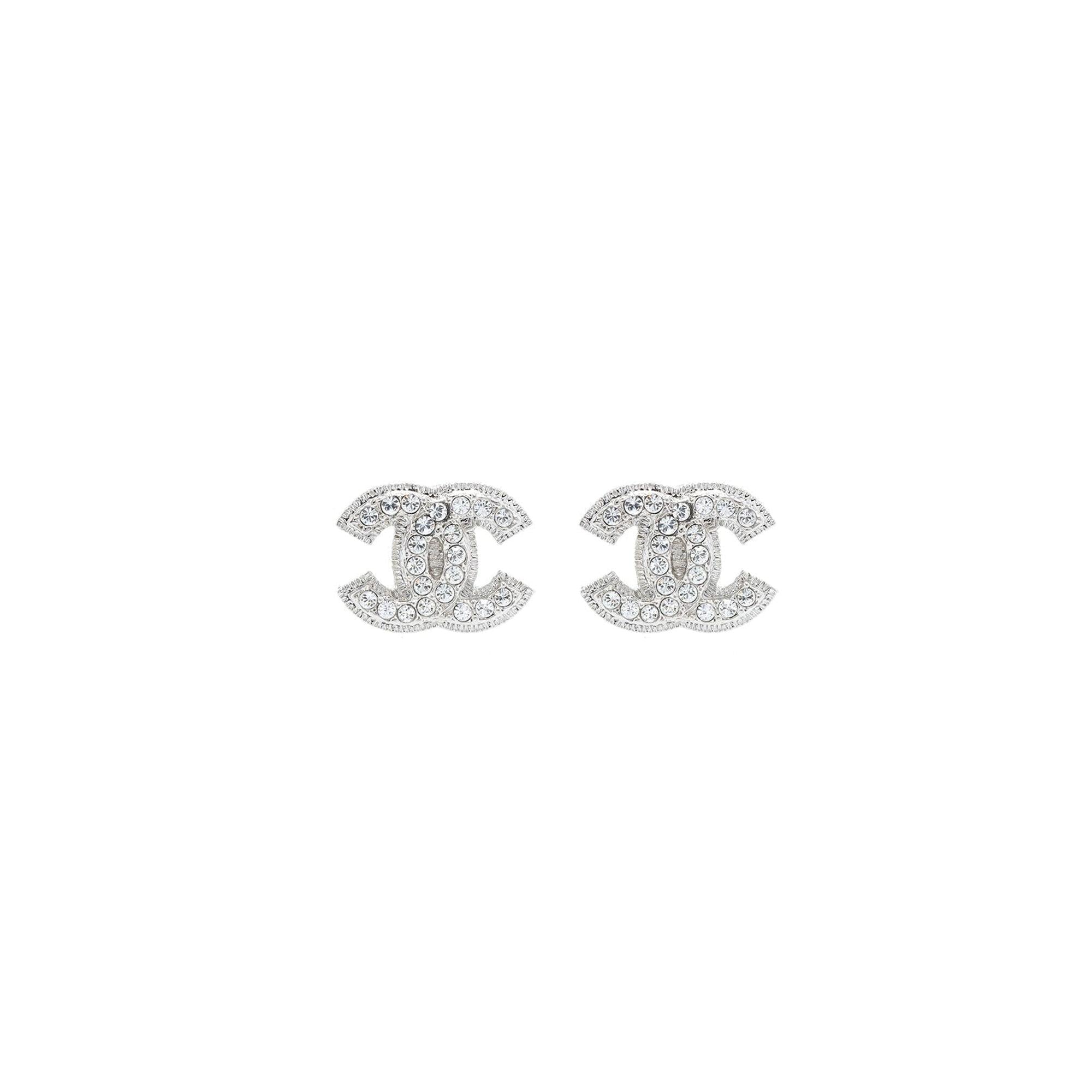Chanel Strass CC Stud Earrings w/ Box