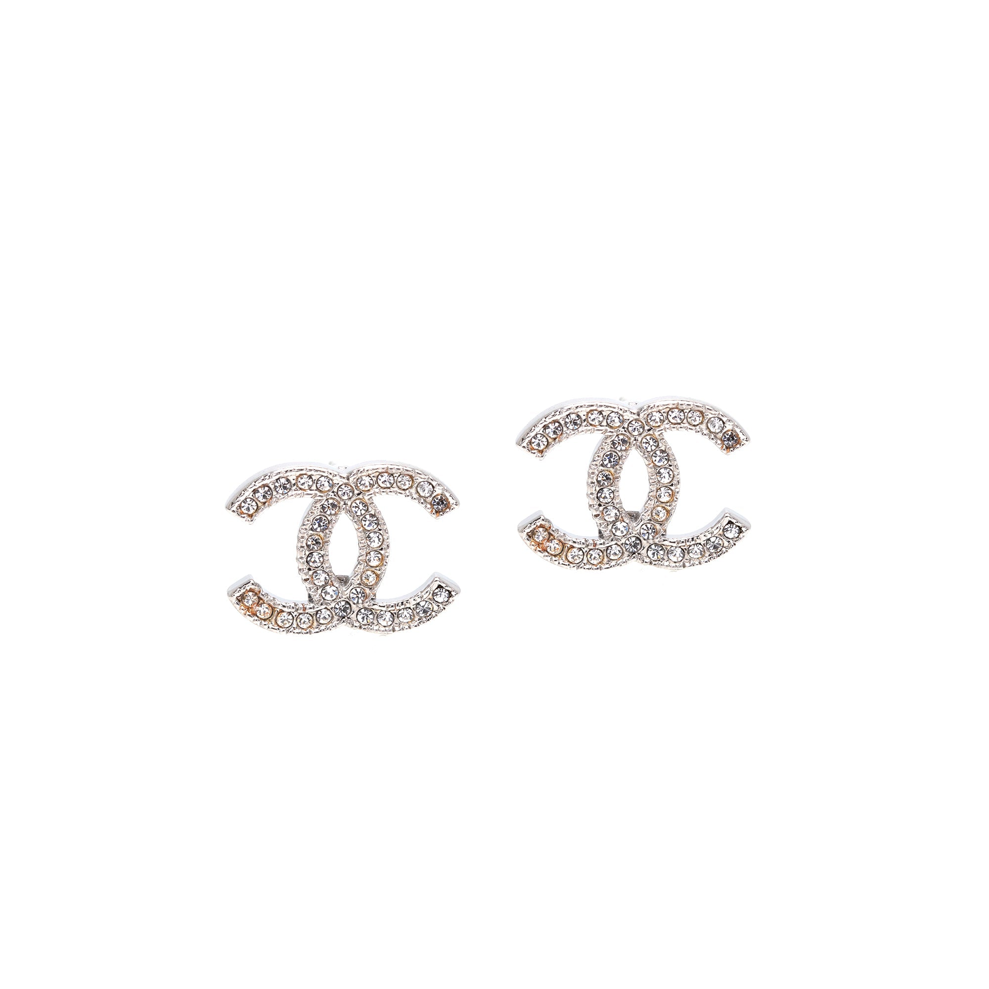 Chanel Strass CC Stud Earrings w/ Box