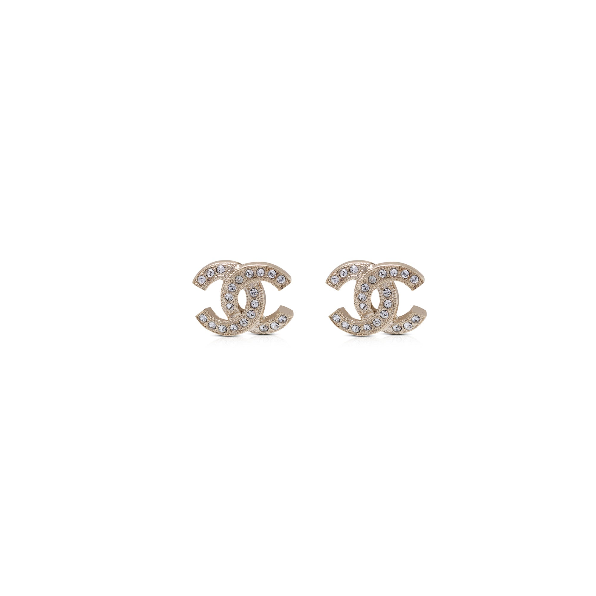 Chanel Strass CC Stud Earrings w/ Box