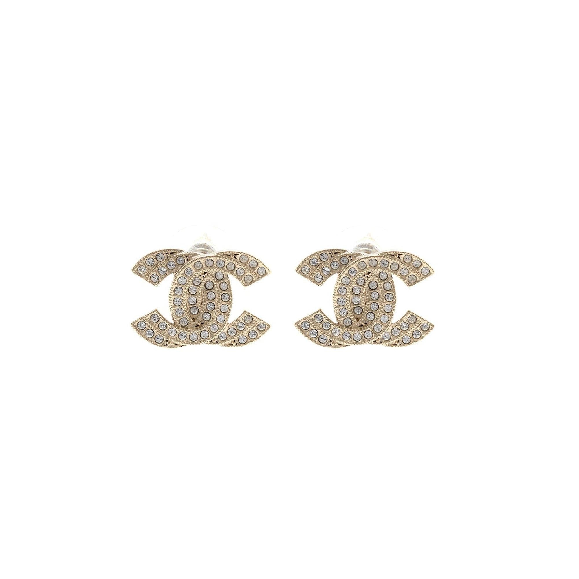 Chanel Strass CC Stud Earrings