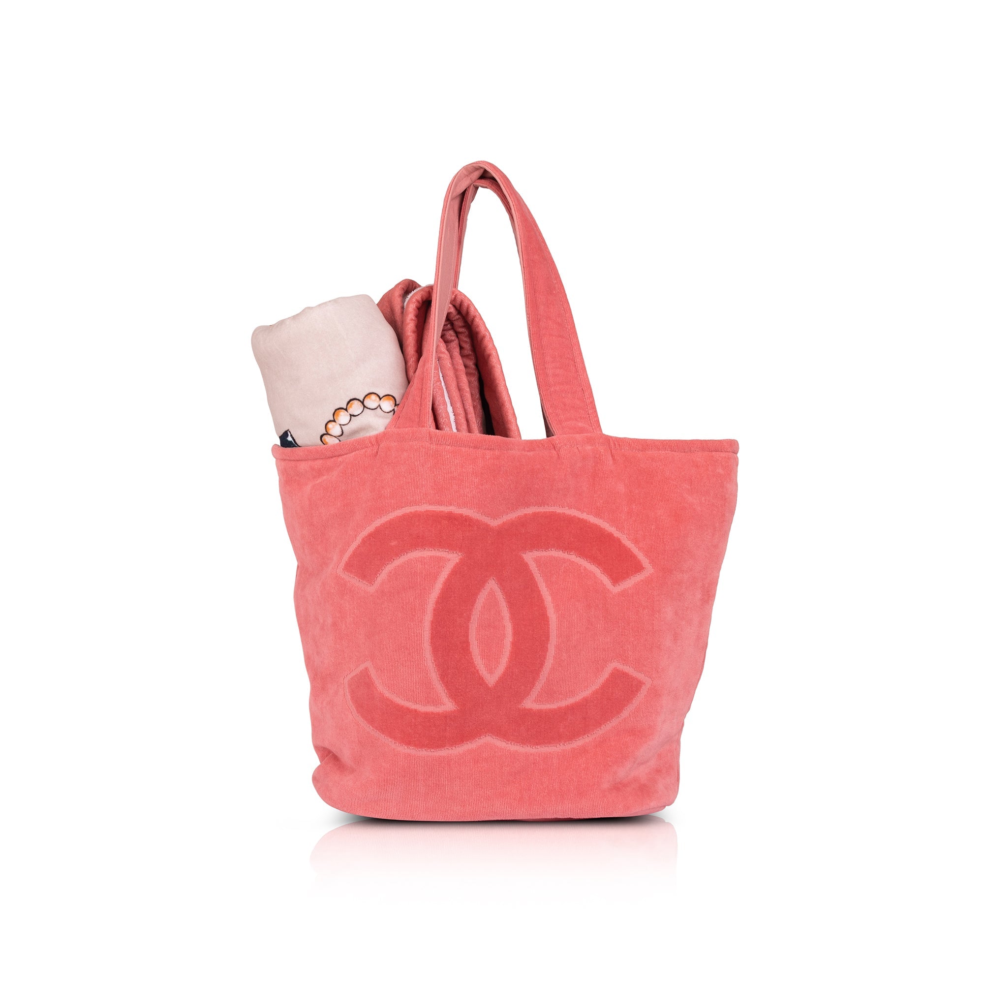 chanel pink towel bag