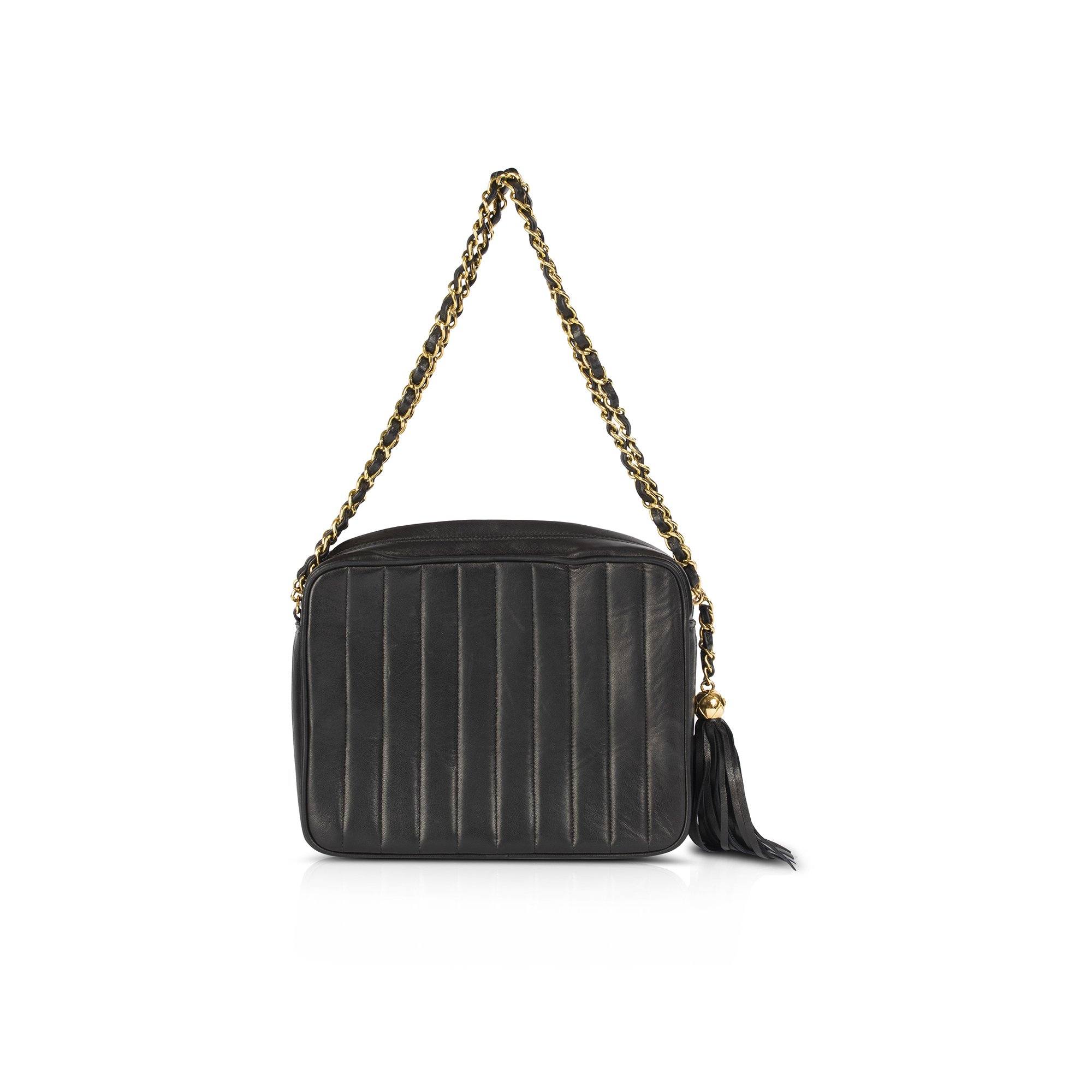 Chanel Vertical Quilt Front Pocket Tassel Camera Bag