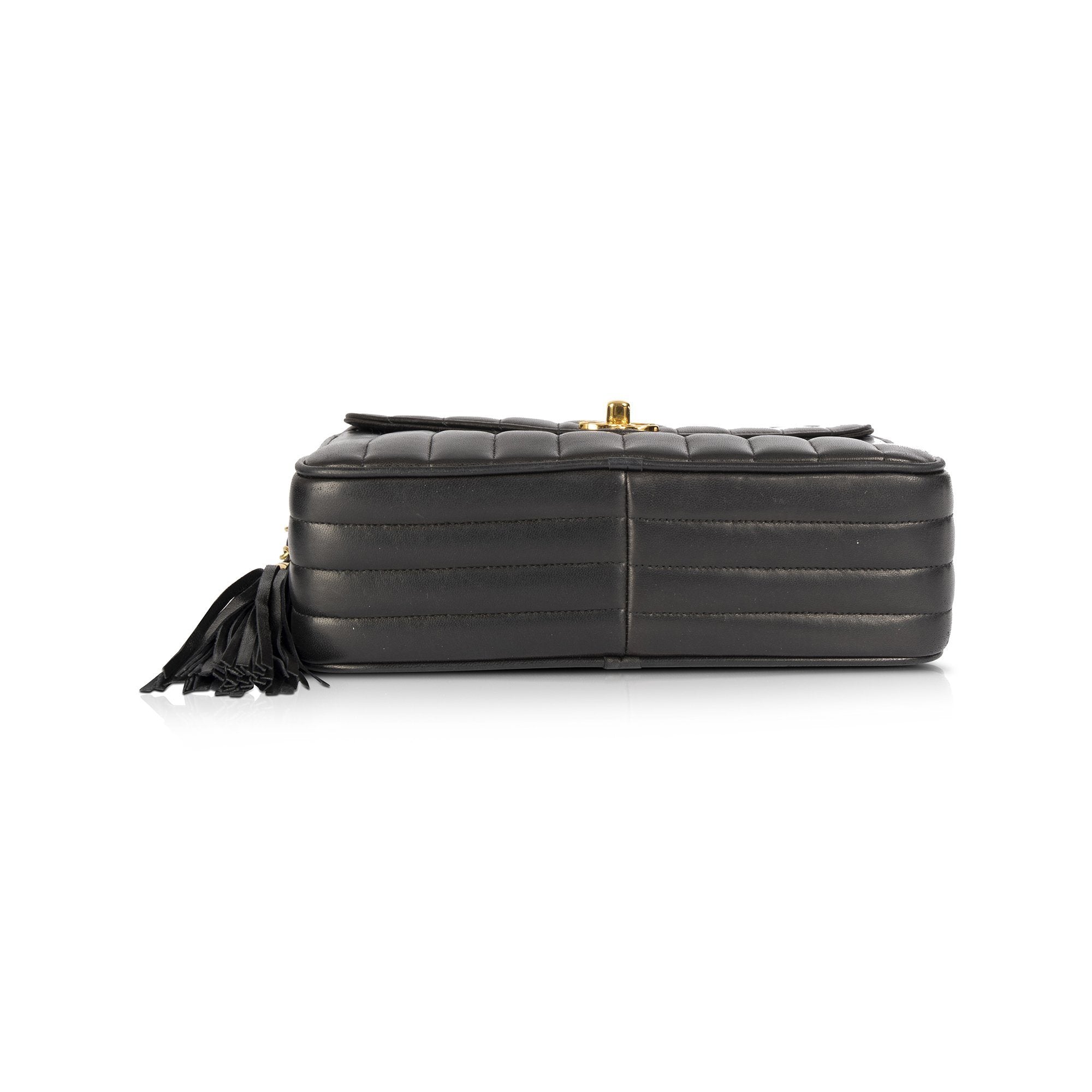 Chanel Vertical Quilt Front Pocket Tassel Camera Bag