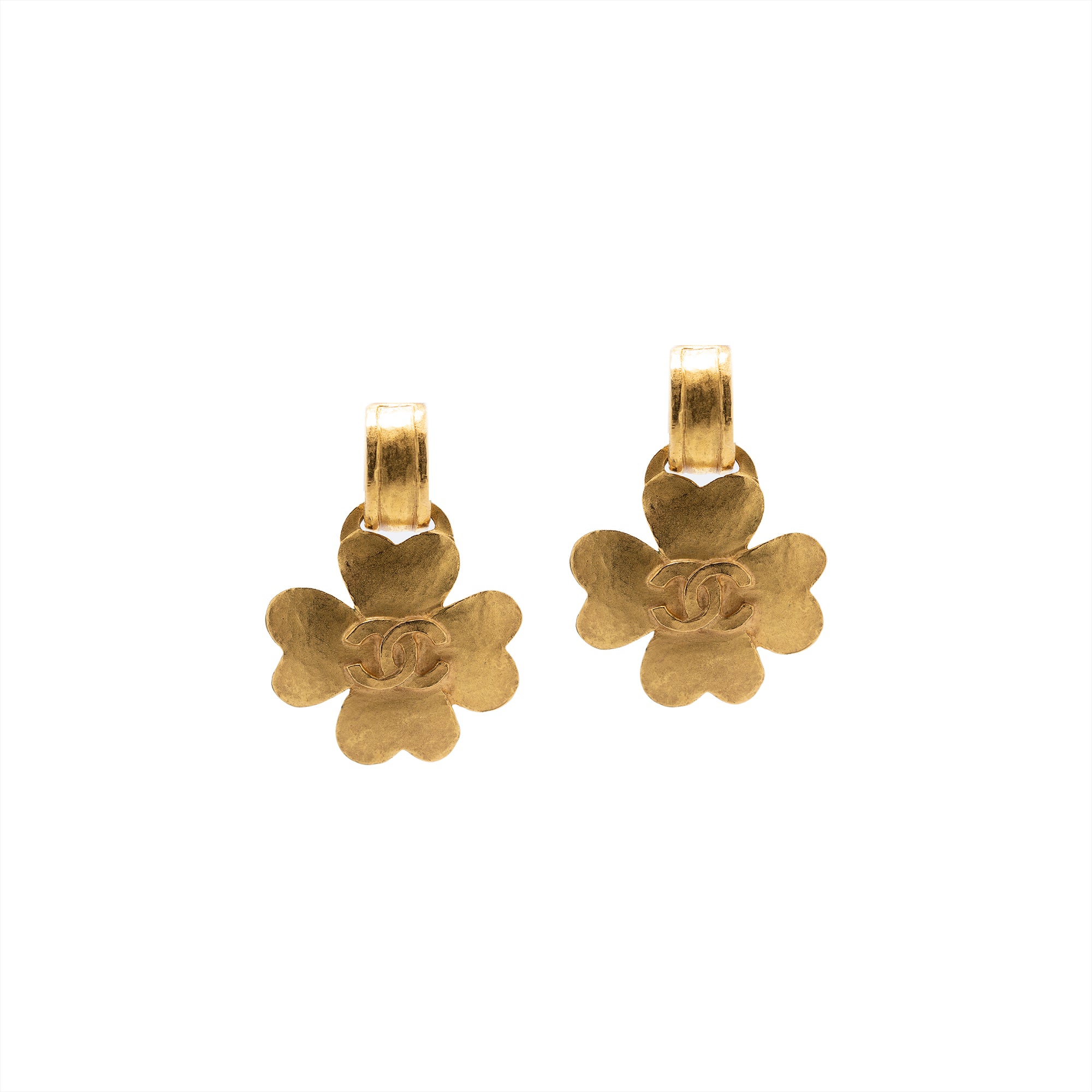 Chanel Vintage 1995 CC Lucky Clover Clip-On Earrings