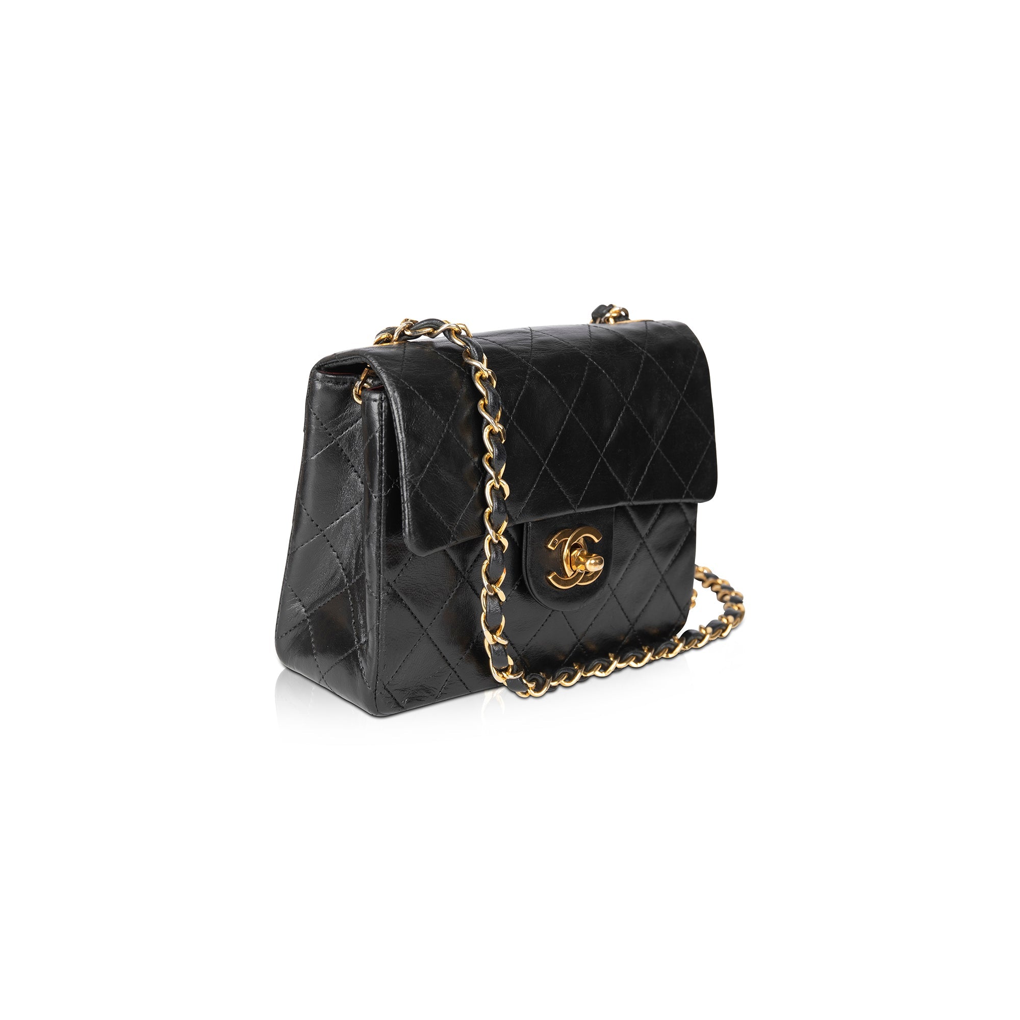 chanel vintage backpack mini Chanel Vintage Black Classic Mini Square Flap Bag – OLIVER'S