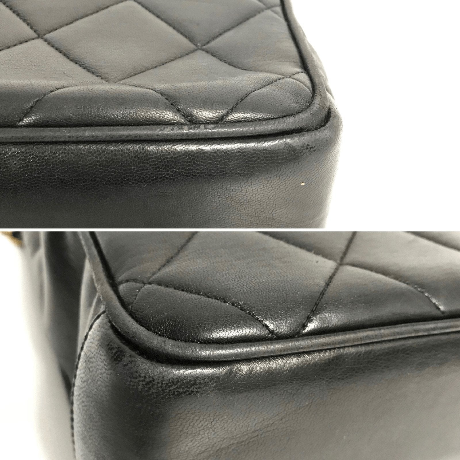 Chanel Vintage Black Quilted Lambskin Leather Tote Shoulder Bag