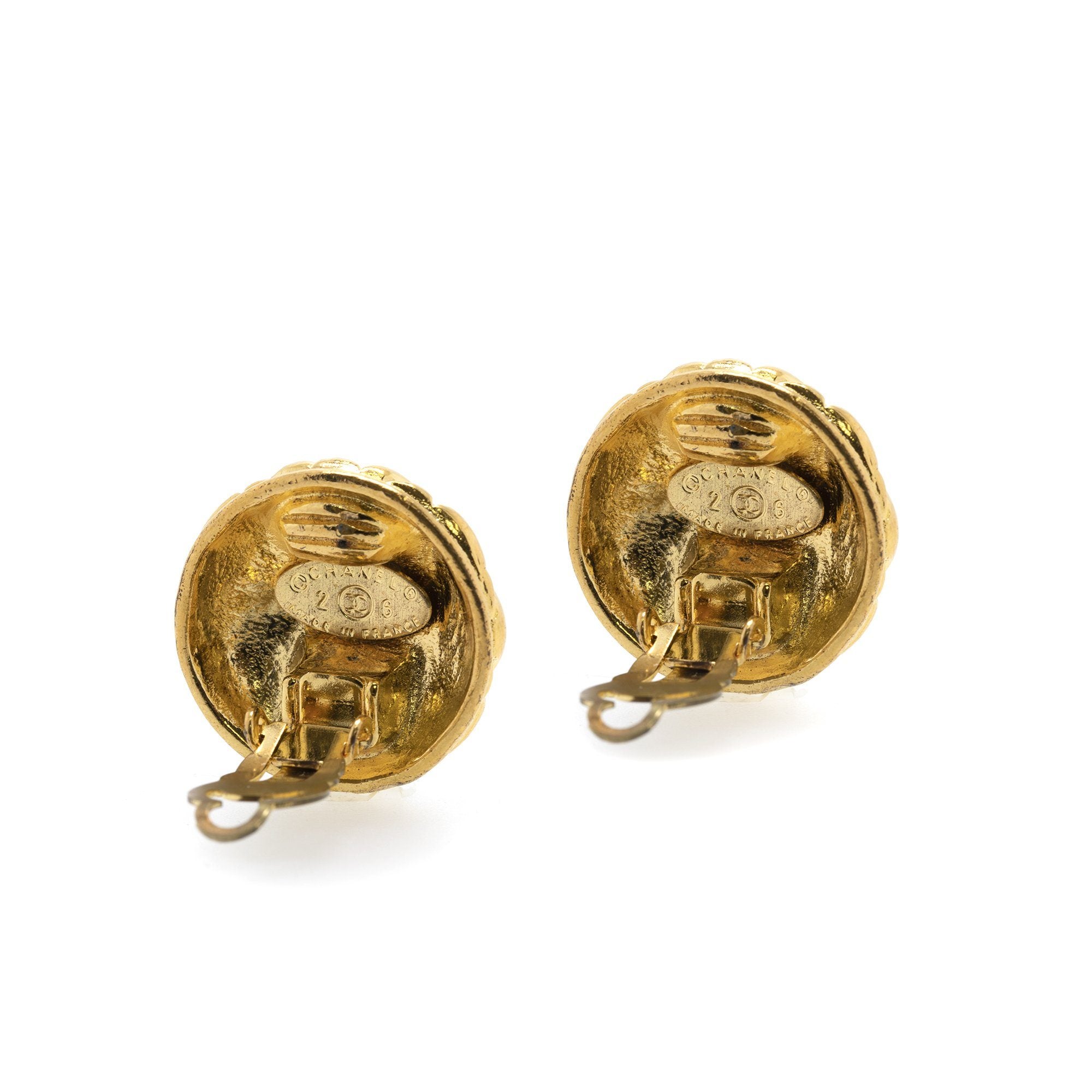 Chanel Vintage CC Quilted Clip-On Earrings