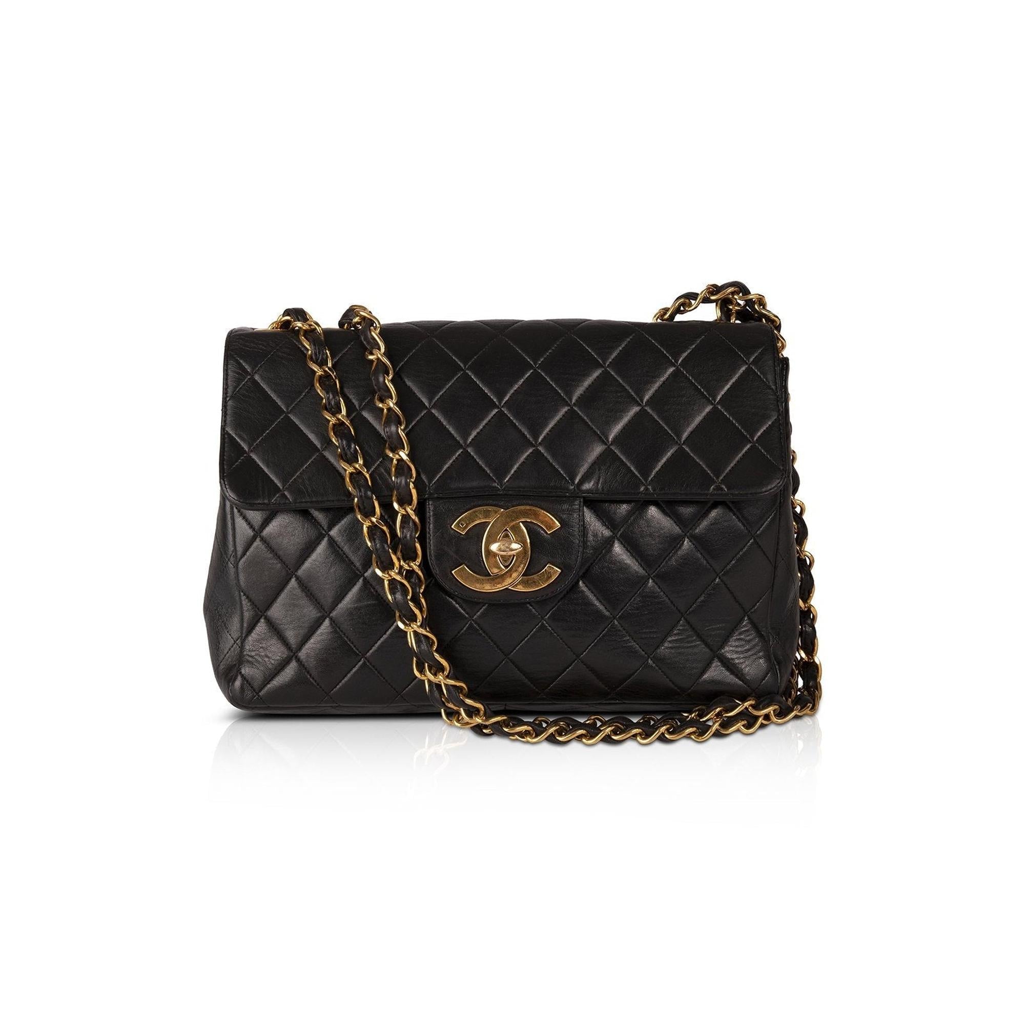 Chanel Vintage Classic Jumbo XL Single Flap Bag w/ Box