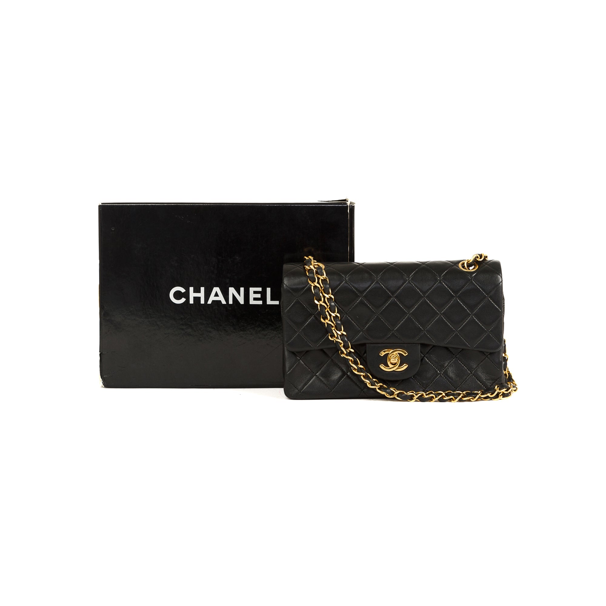 Chanel Vintage Classic Small Double Flap Bag W/ Box