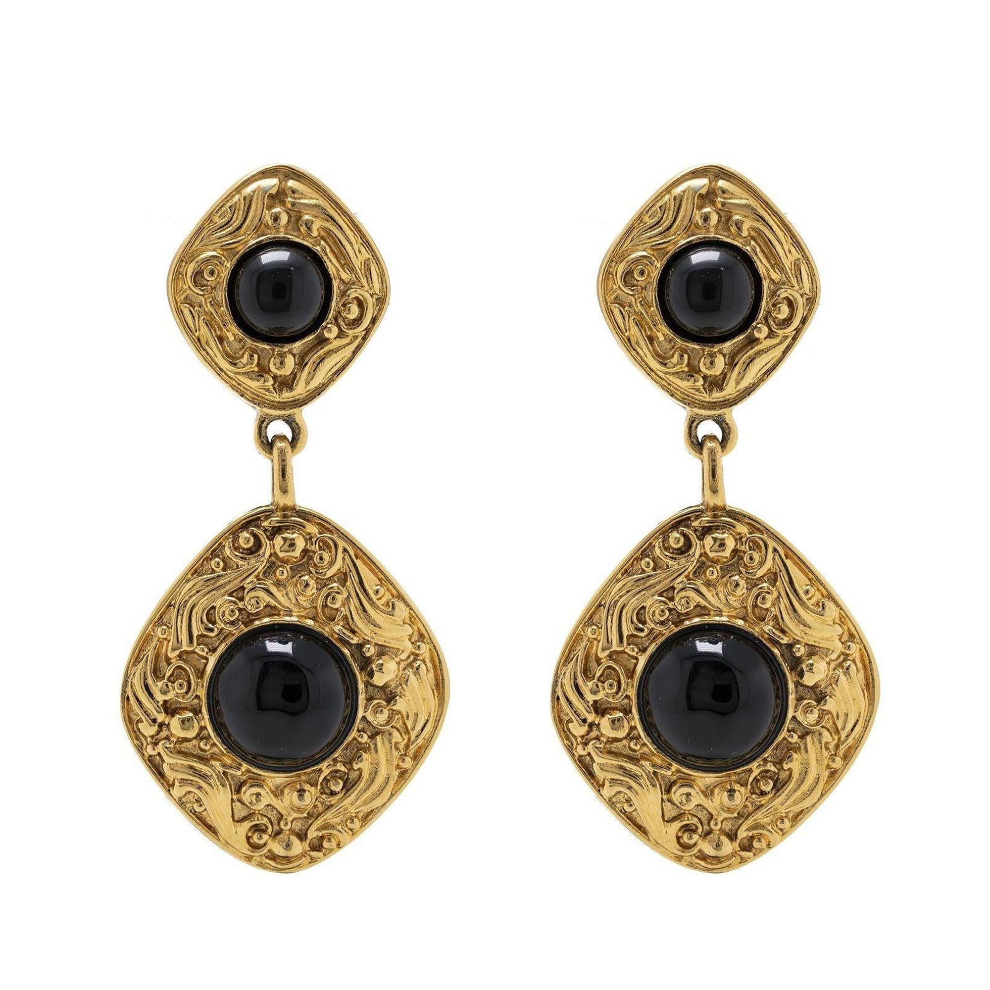 Chanel Vintage Gripoix Clip-On Drop Earrings