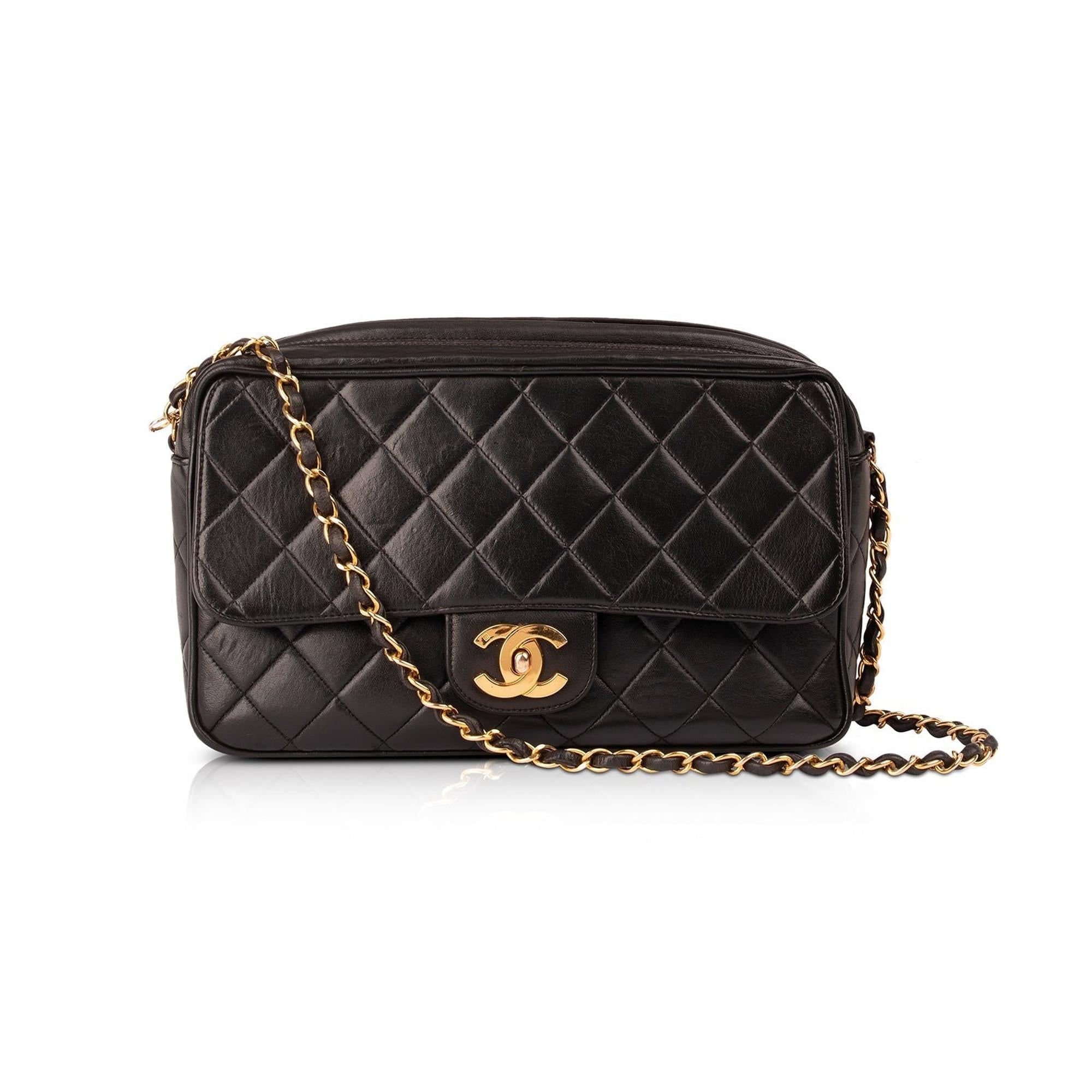 Chanel Vintage Large CC Flap Lambskin Leather Camera Bag – OLIVER'S