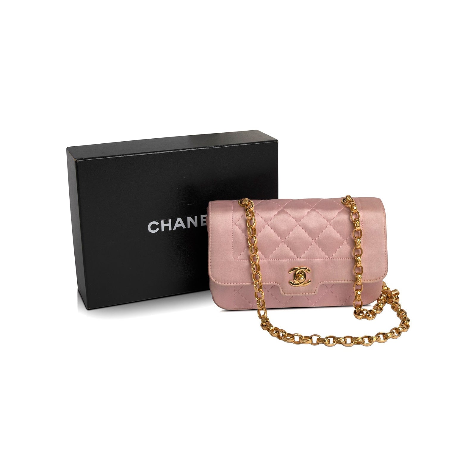 Chanel Classic Flap Diana Quilted 233156 Beige Satin Shoulder Bag, Chanel
