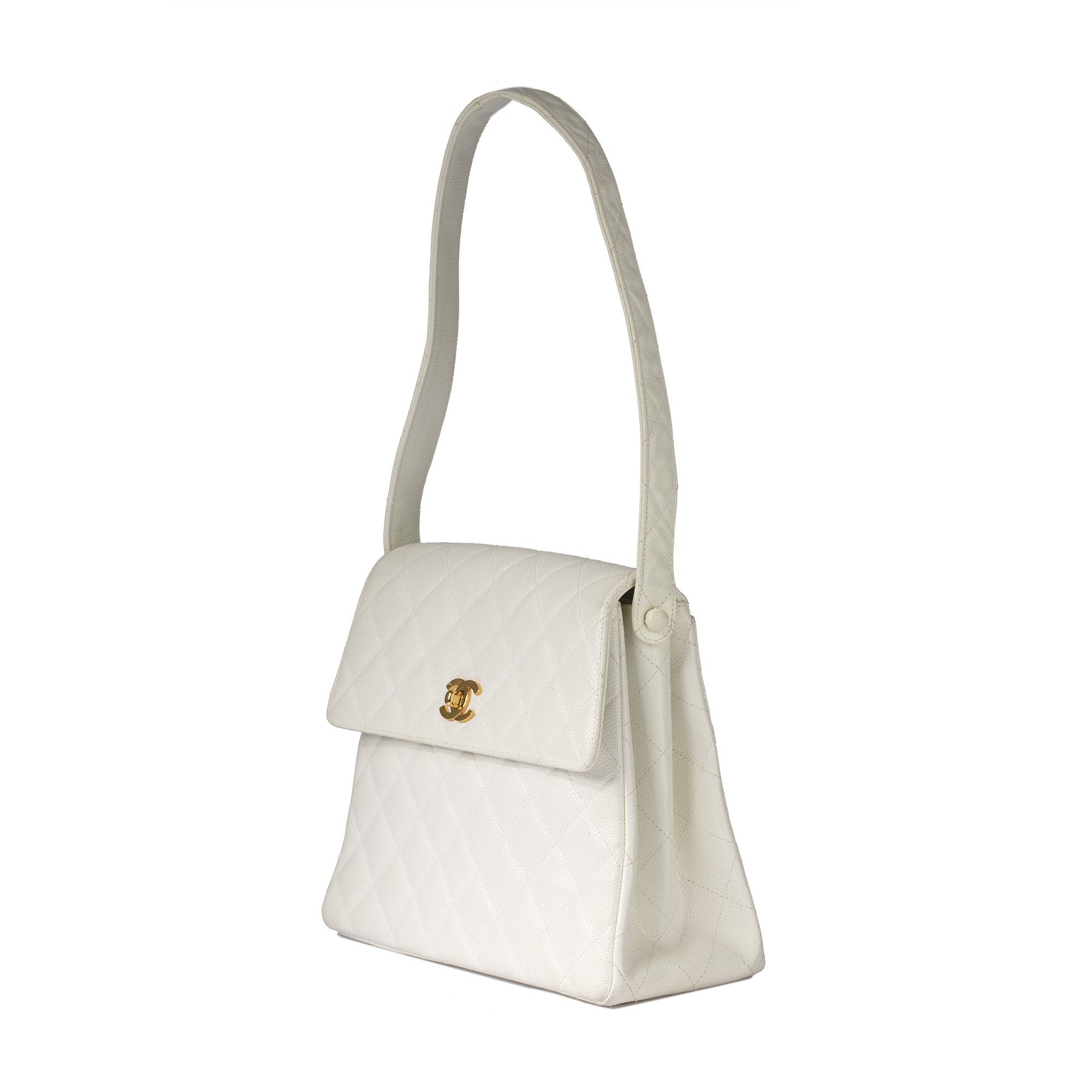 Chanel Vintage Small Quilted Caviar CC Flap Shoulder Bag