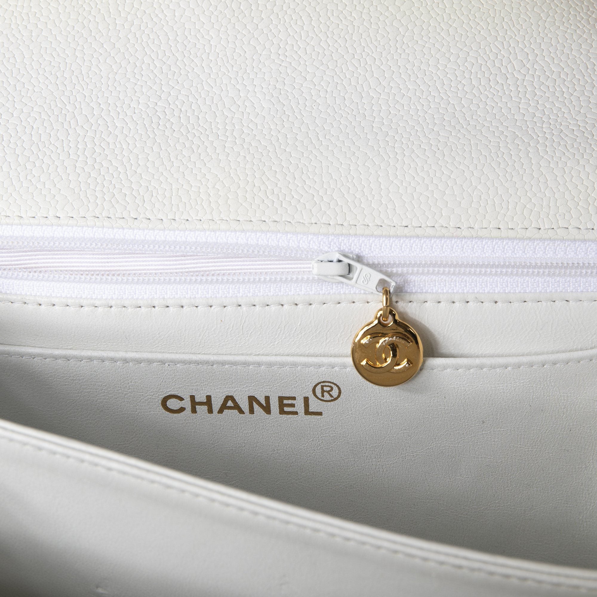 Chanel Vintage Small Quilted Caviar CC Flap Shoulder Bag