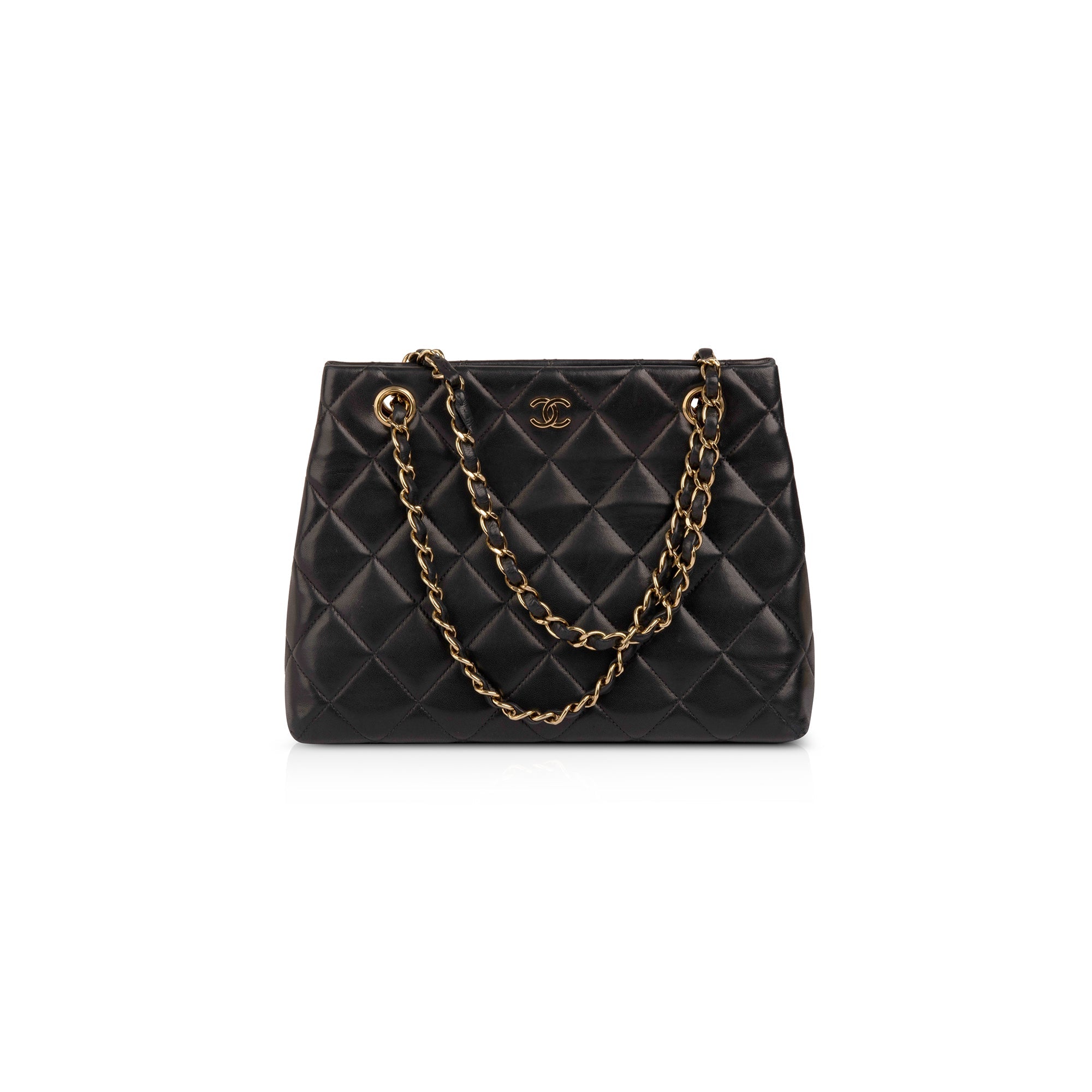 Chanel Vintage Small Quilted Leather CC Shoulder Bag w/ Box