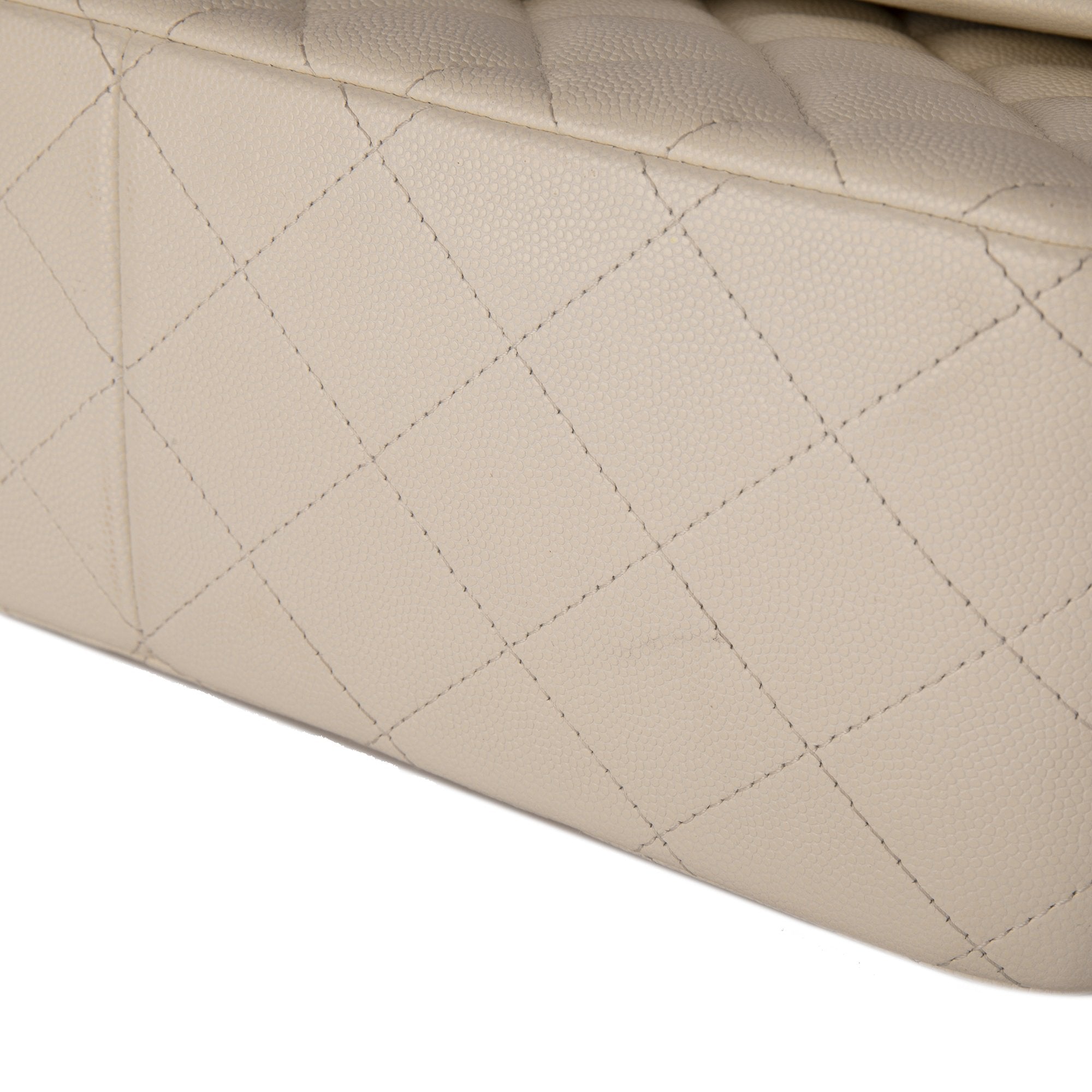 Chanel White Caviar Classic Jumbo Double Flap Bag w/ Box & Authenticity Card