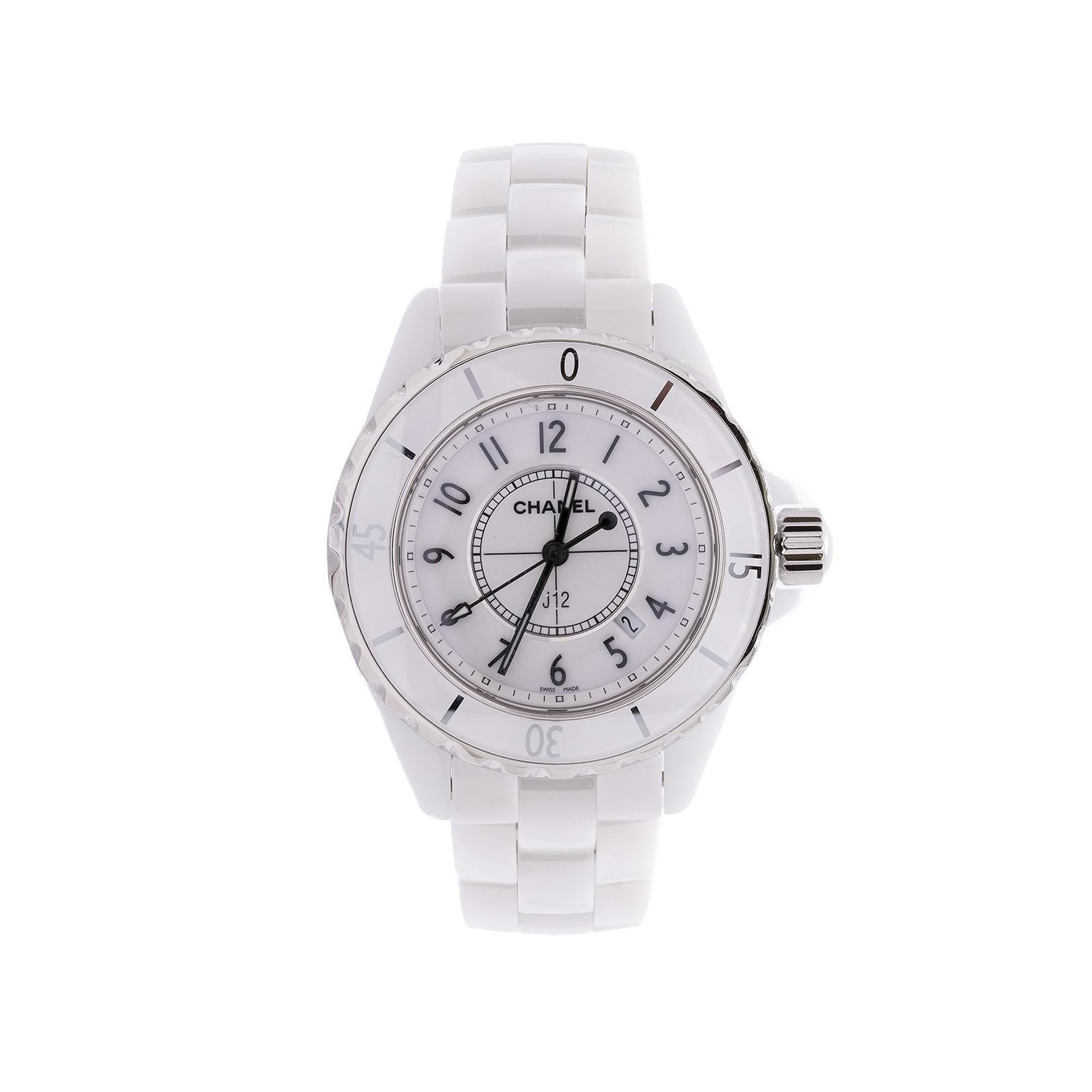 Chanel White Ceramic J12 Watch w/ Box