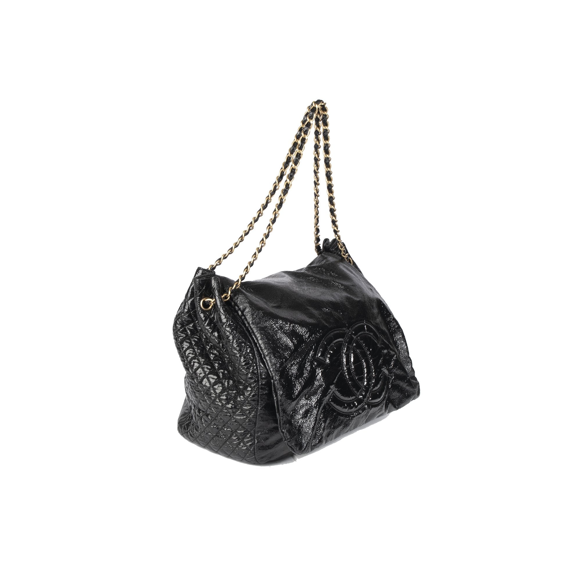 Chanel XL Patent Rock & Chain Accordion Flap Bag