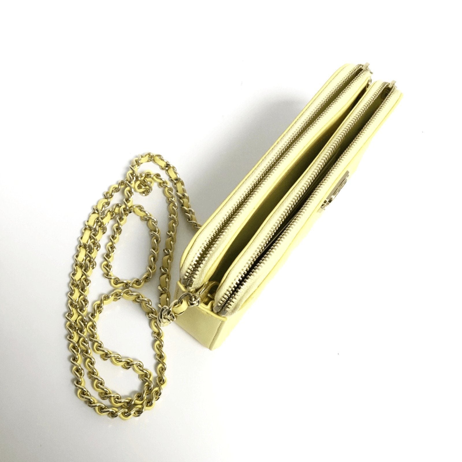 Chanel Yellow Double Zip Boy Clutch with Chain