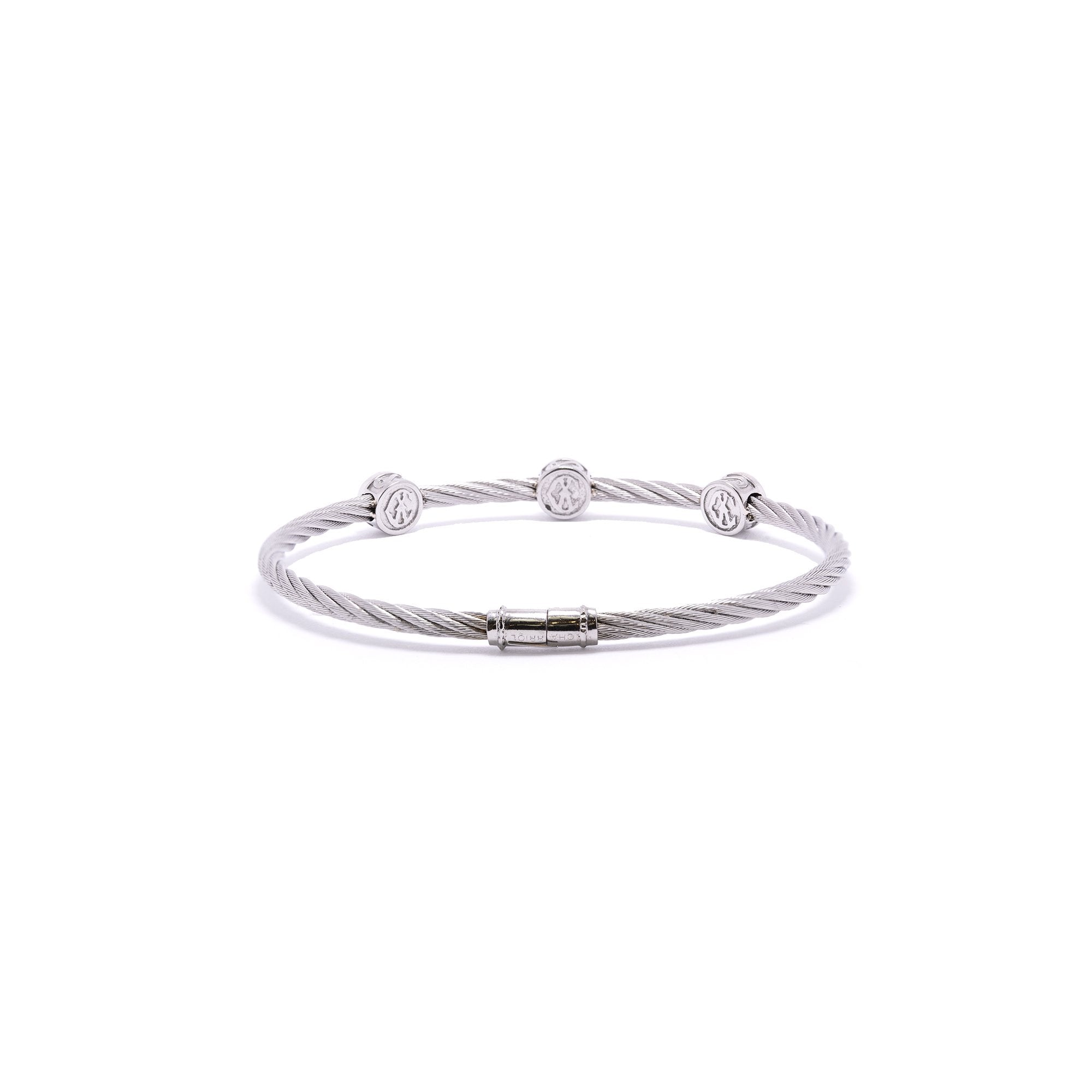 Charriol Classique Three Round Station Diamond Cable Bracelet w/ Box