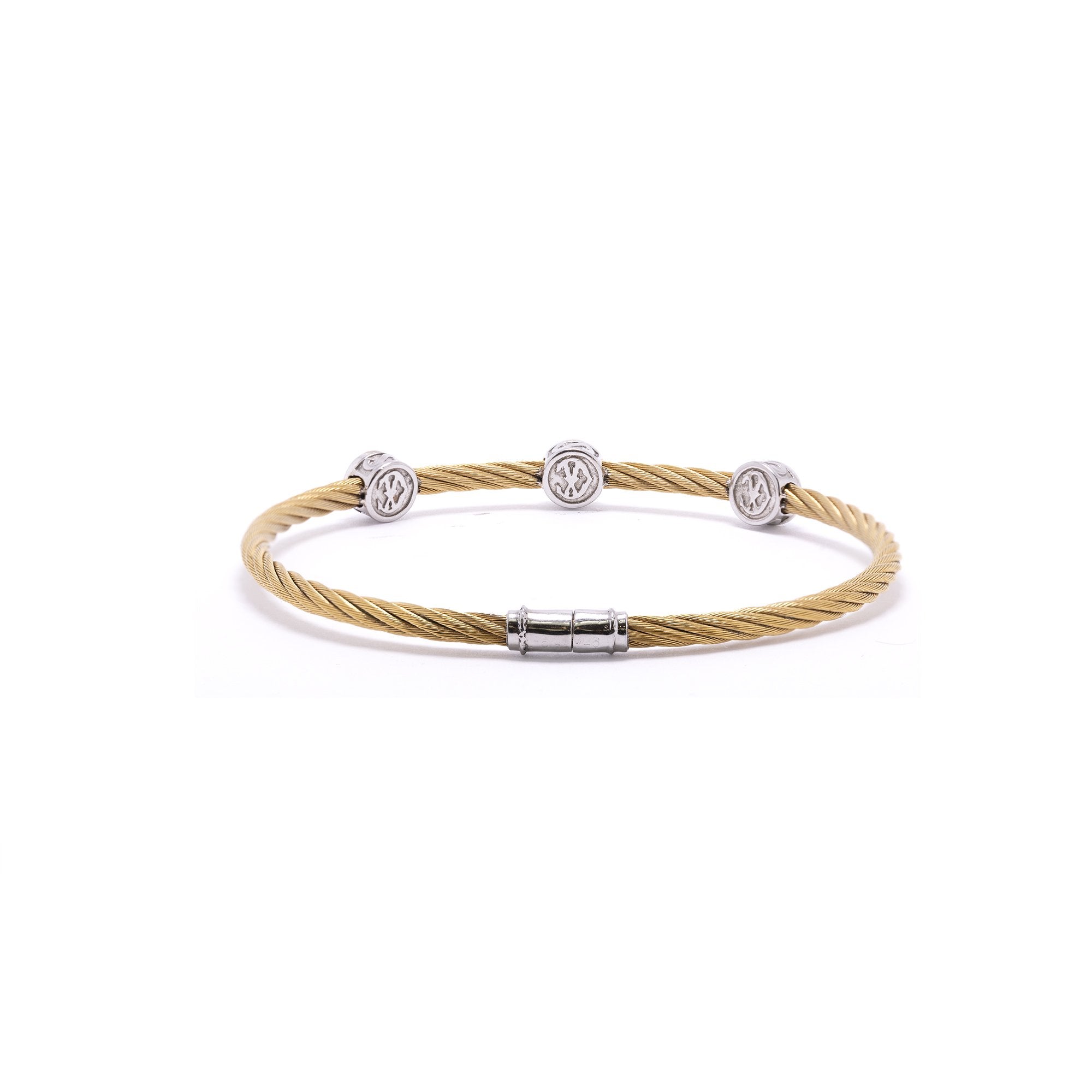 Charriol Classique Two-Tone Diamond Three Round Station Cable Bracelet