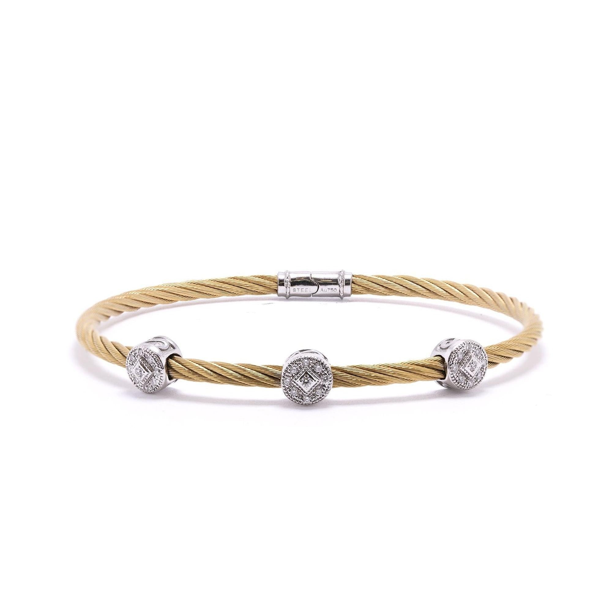 Charriol Classique Two-Tone Diamond Three Round Station Cable Bracelet