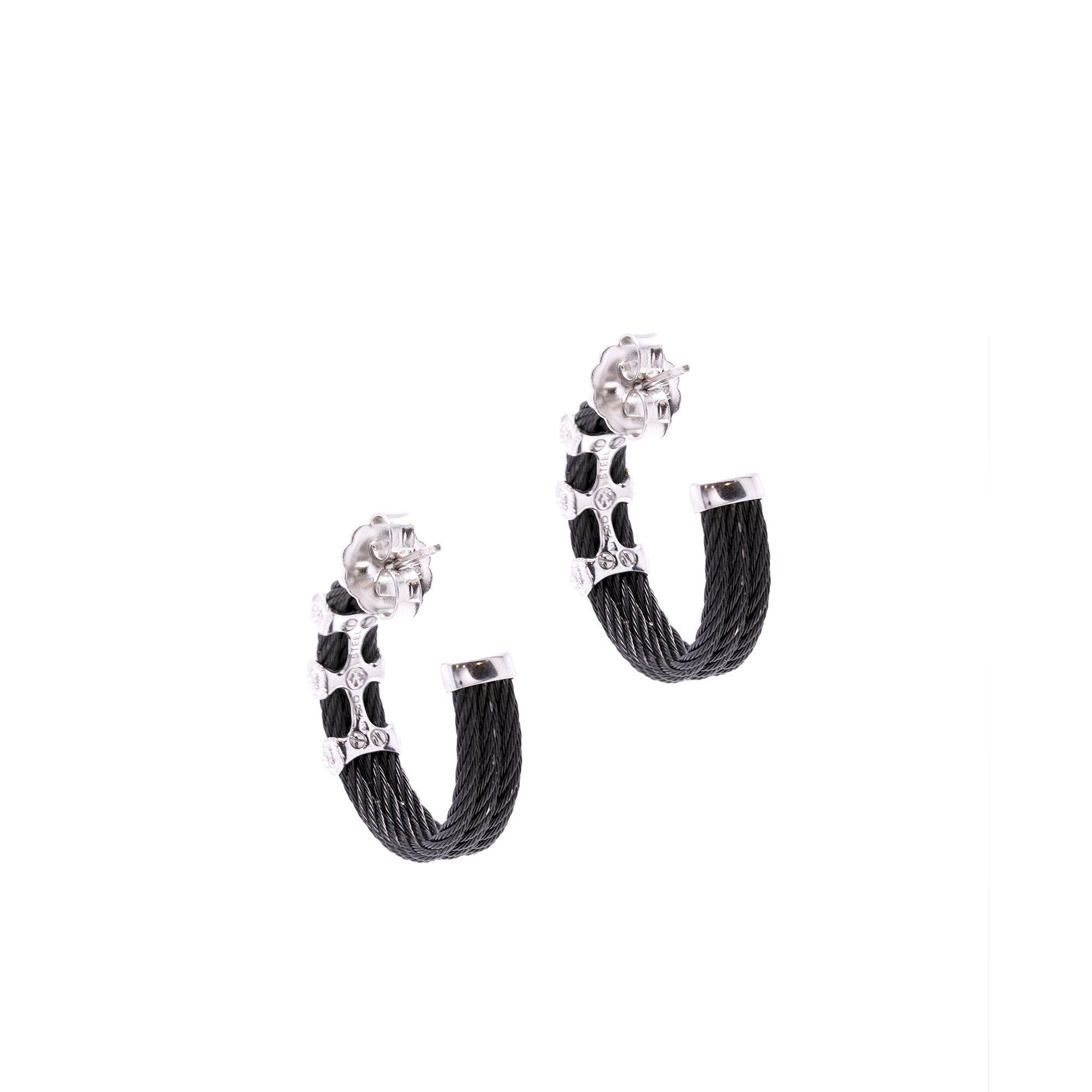 Charriol Diamond Celtic Noir Hoop Earrings w/ Box