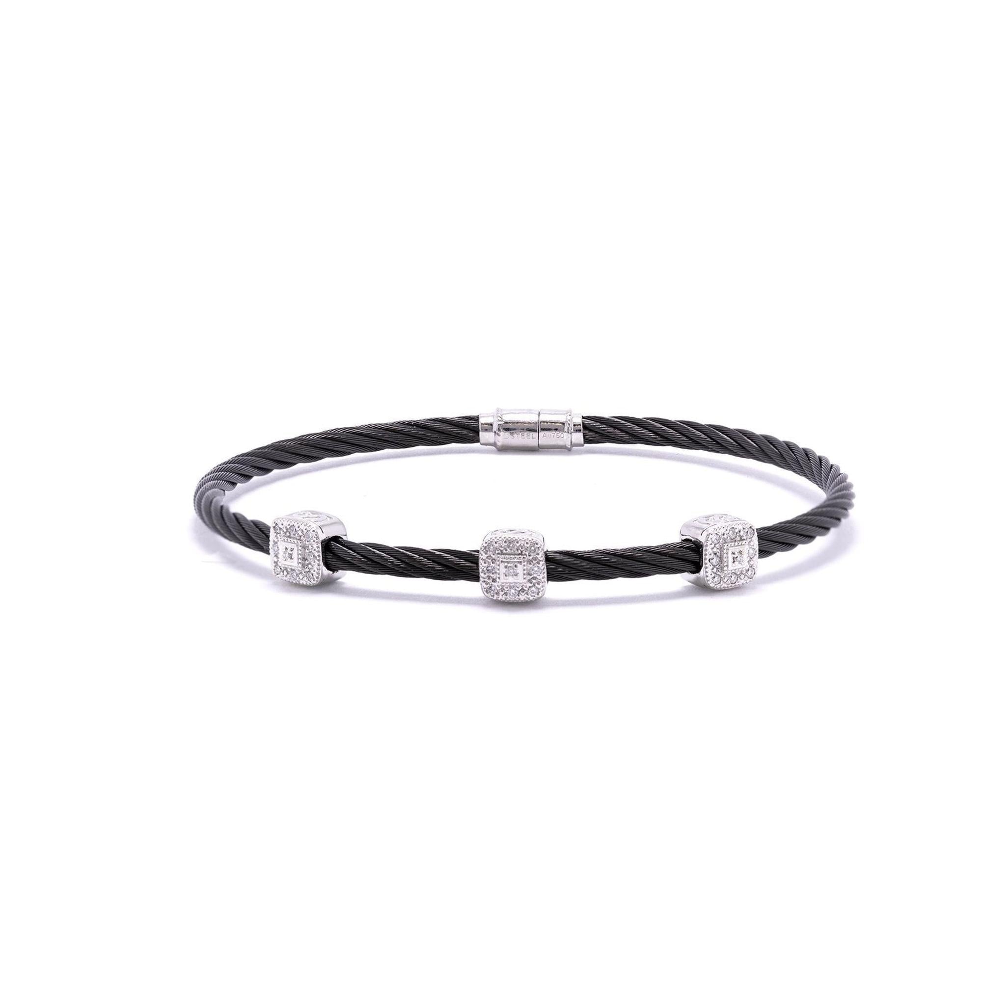 Charriol Diamond Celtic Noir Three Square Station Bracelet