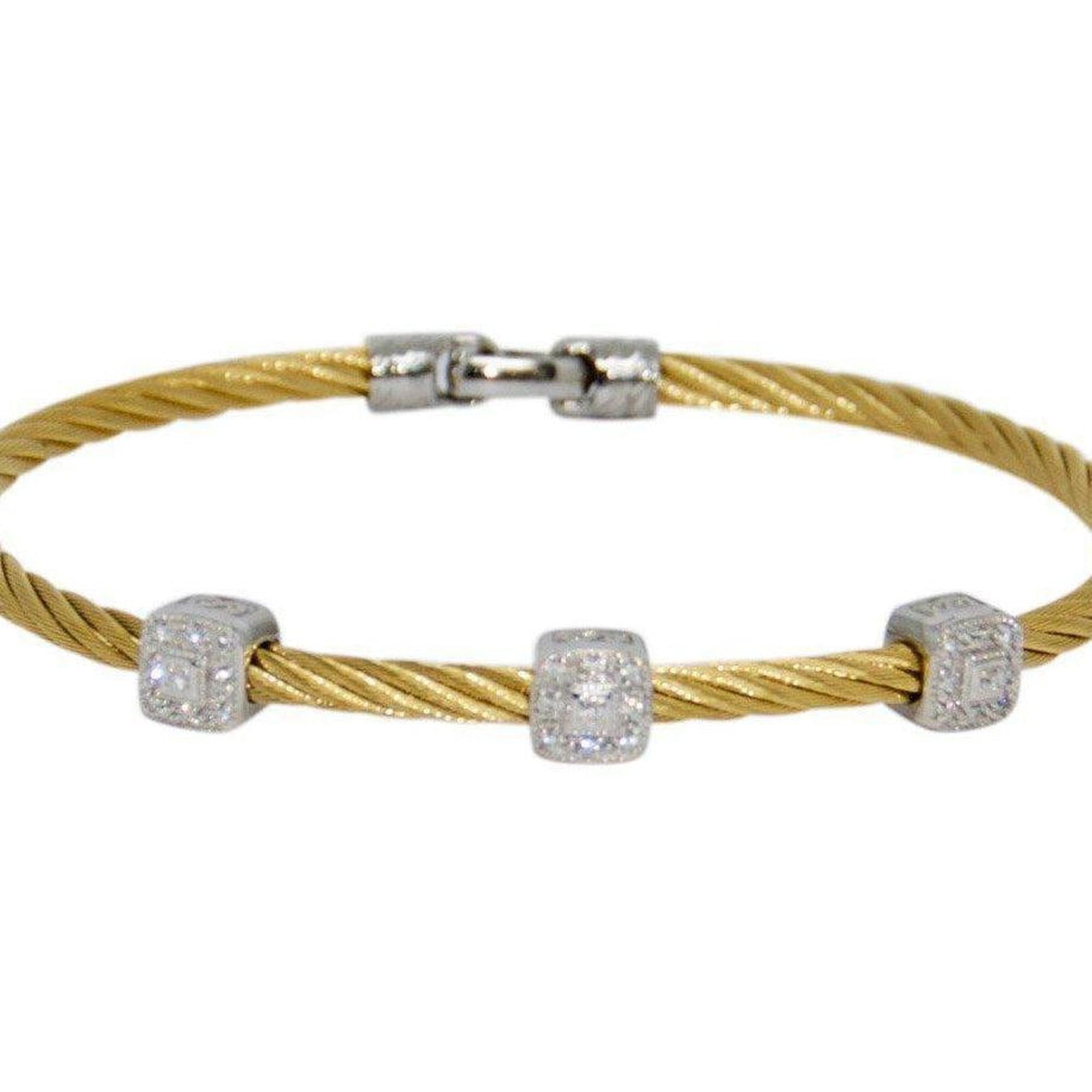 Charriol Diamond Three Station Cable Bracelet