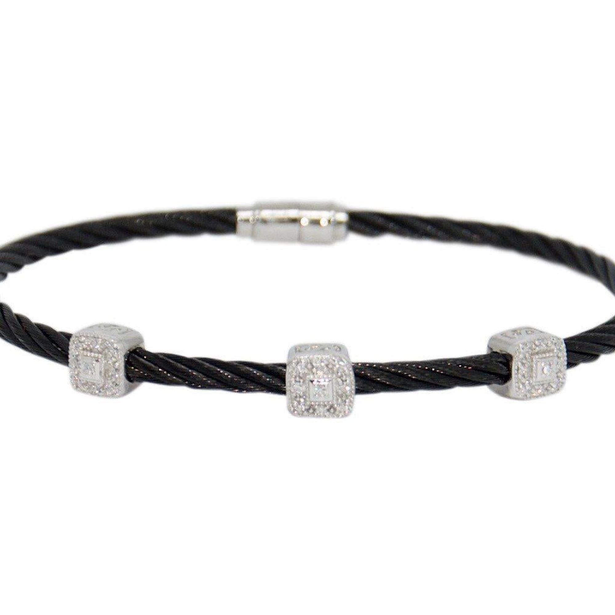 Charriol Diamond Three Station Cable Bracelet