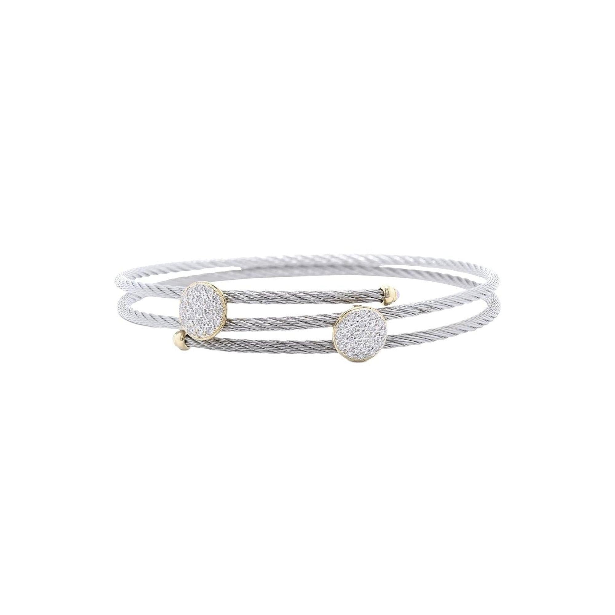 Charriol Pave Diamond Station Cable Wrap Bracelet