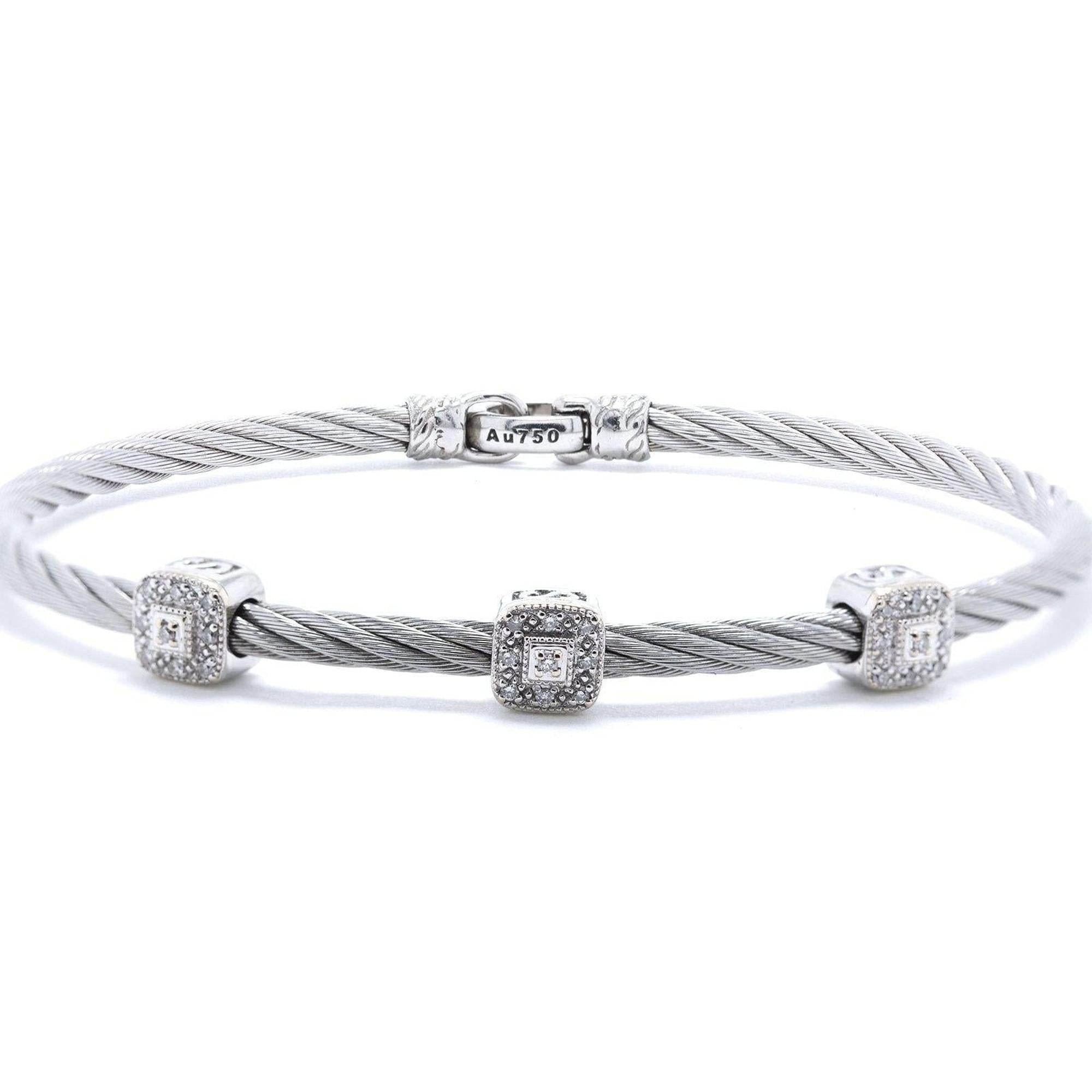 Charriol Three Station Diamond Cable Bracelet
