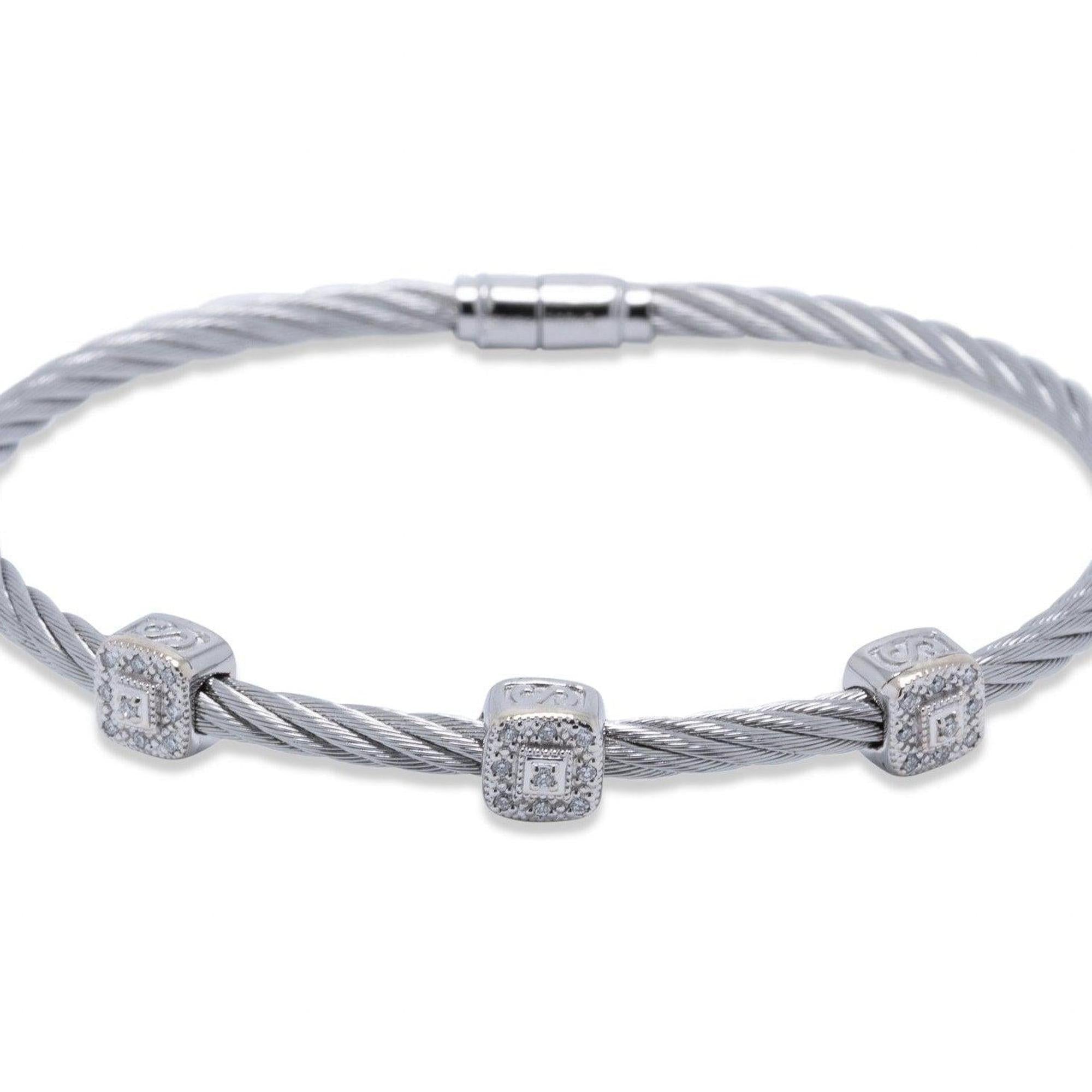 Charriol Three Station Diamond Cable Bracelet