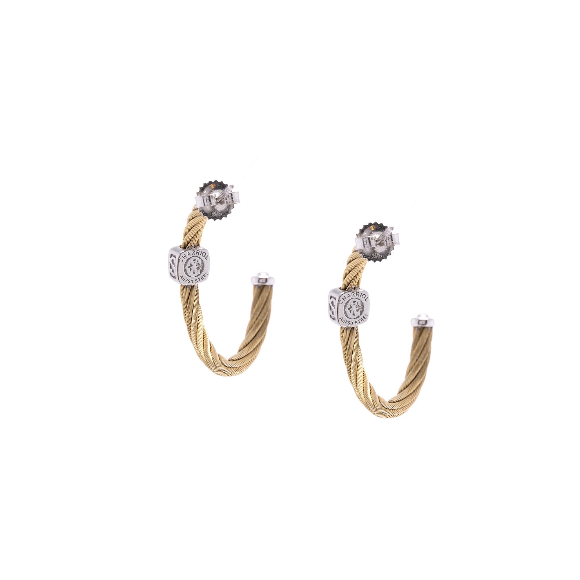 Charriol Two-Tone Diamond Cable Hoop Earrings