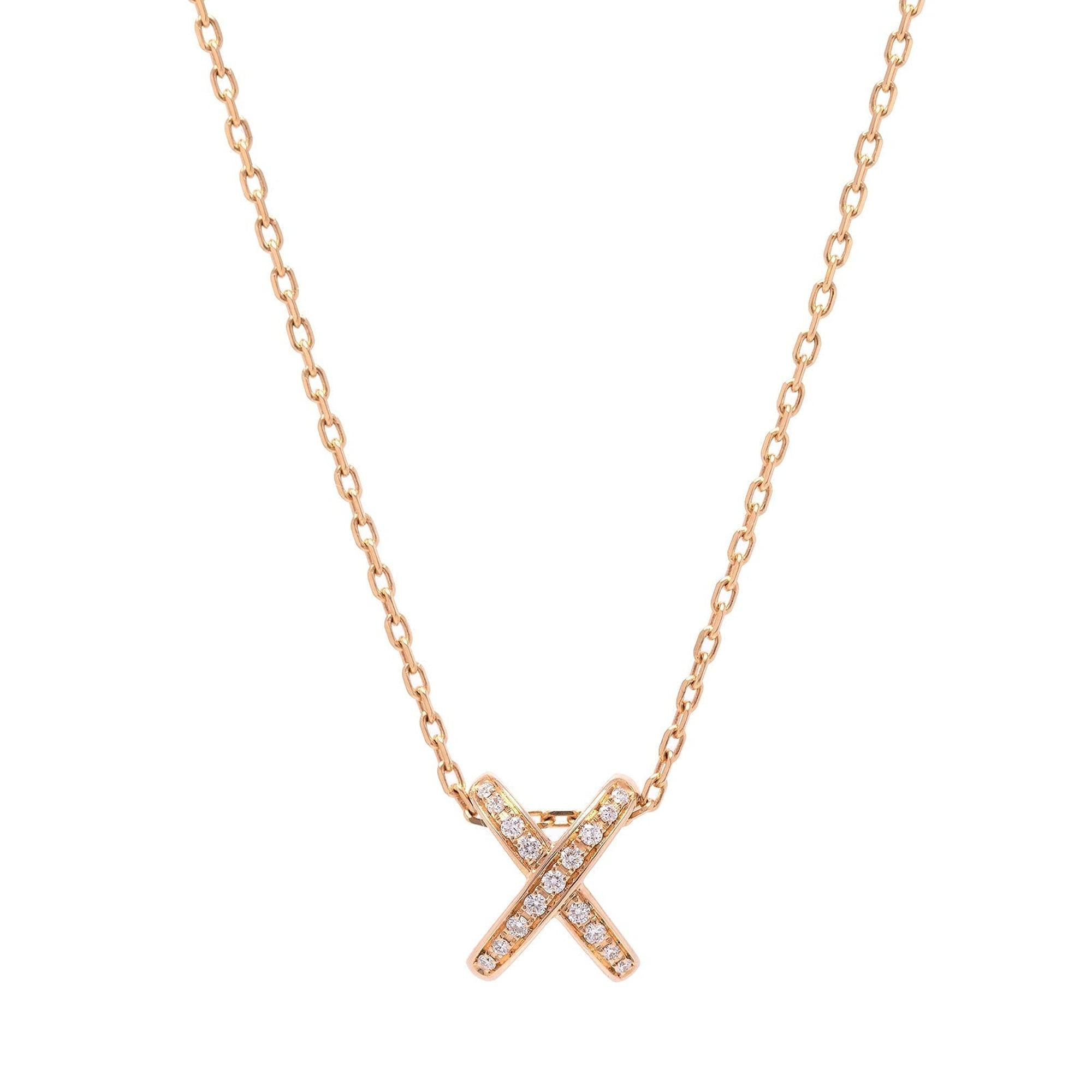 Chaumet 18k Rose Gold Jeux de Liens Diamond Pendant Necklace